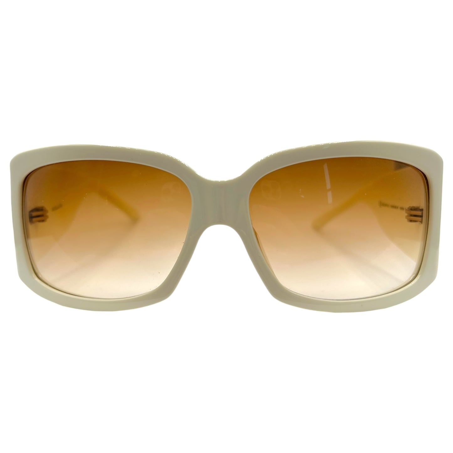 Christian Dior DiorRain1 Ivory & Gold Crystal Embellished Oversized Sunglasses w/ Case & Box