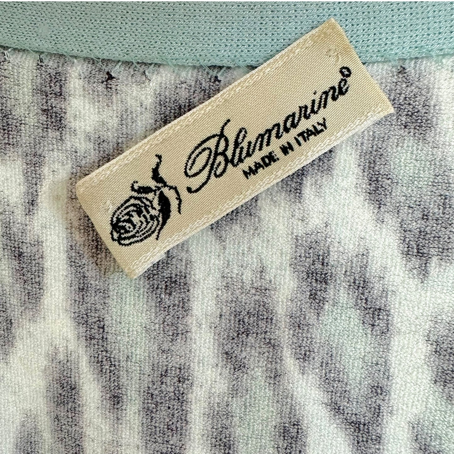 Blumarine Blue Leopard Print Knit Wrap Top