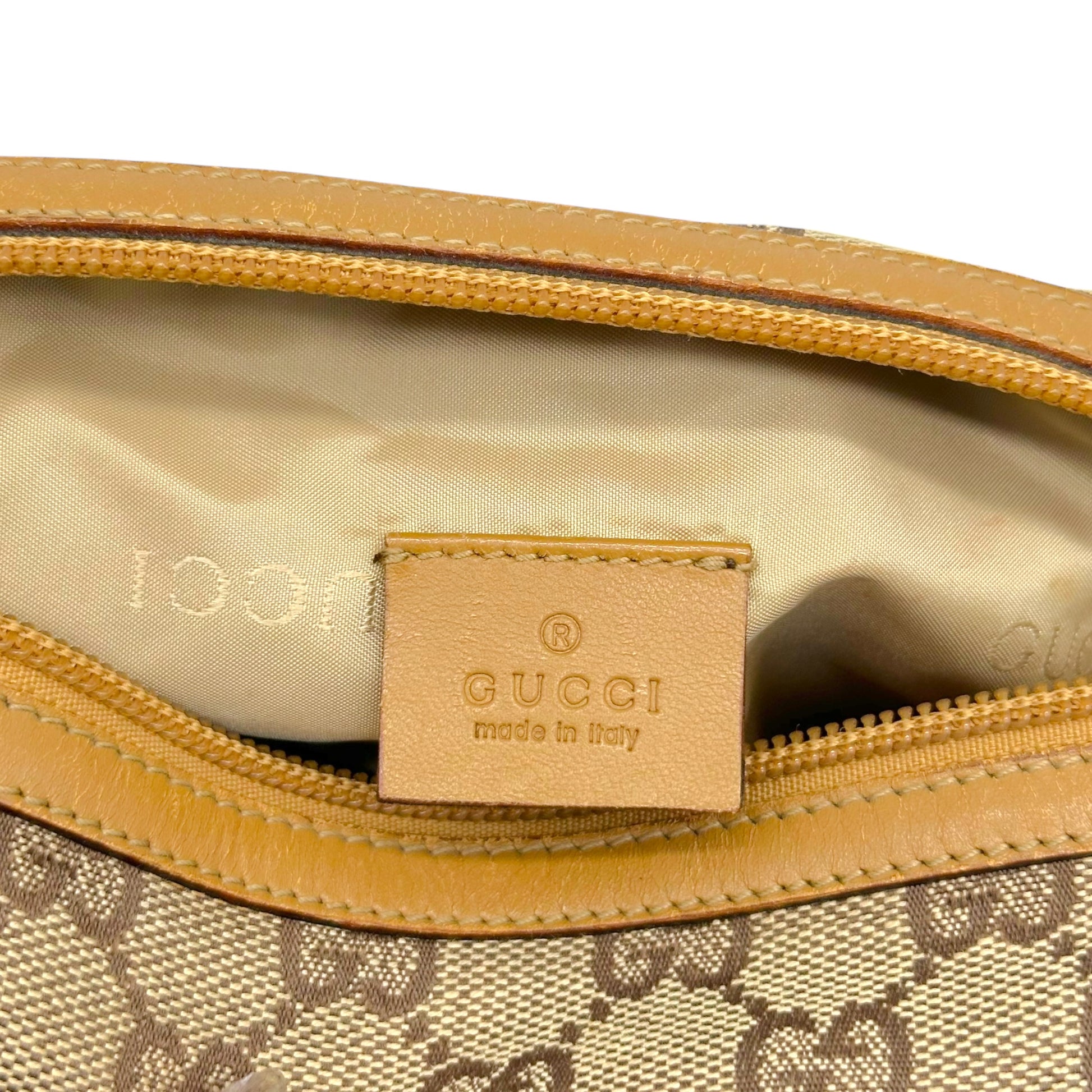 Gucci Tan Monogram Leather Cosmetic Pouch