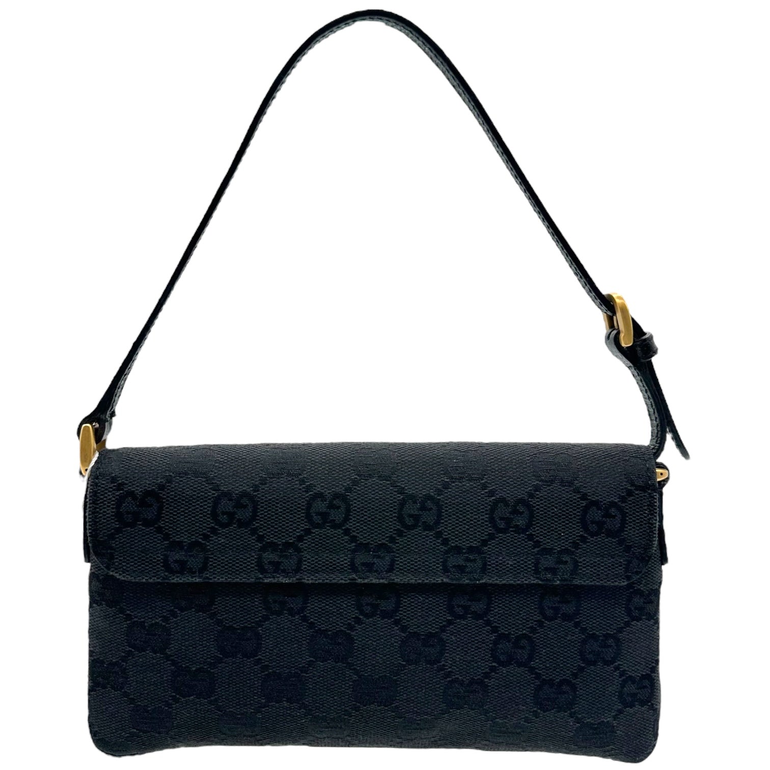 Gucci Black Monogram Gold Studded Mini Pochette Bag - Outfit Repeater