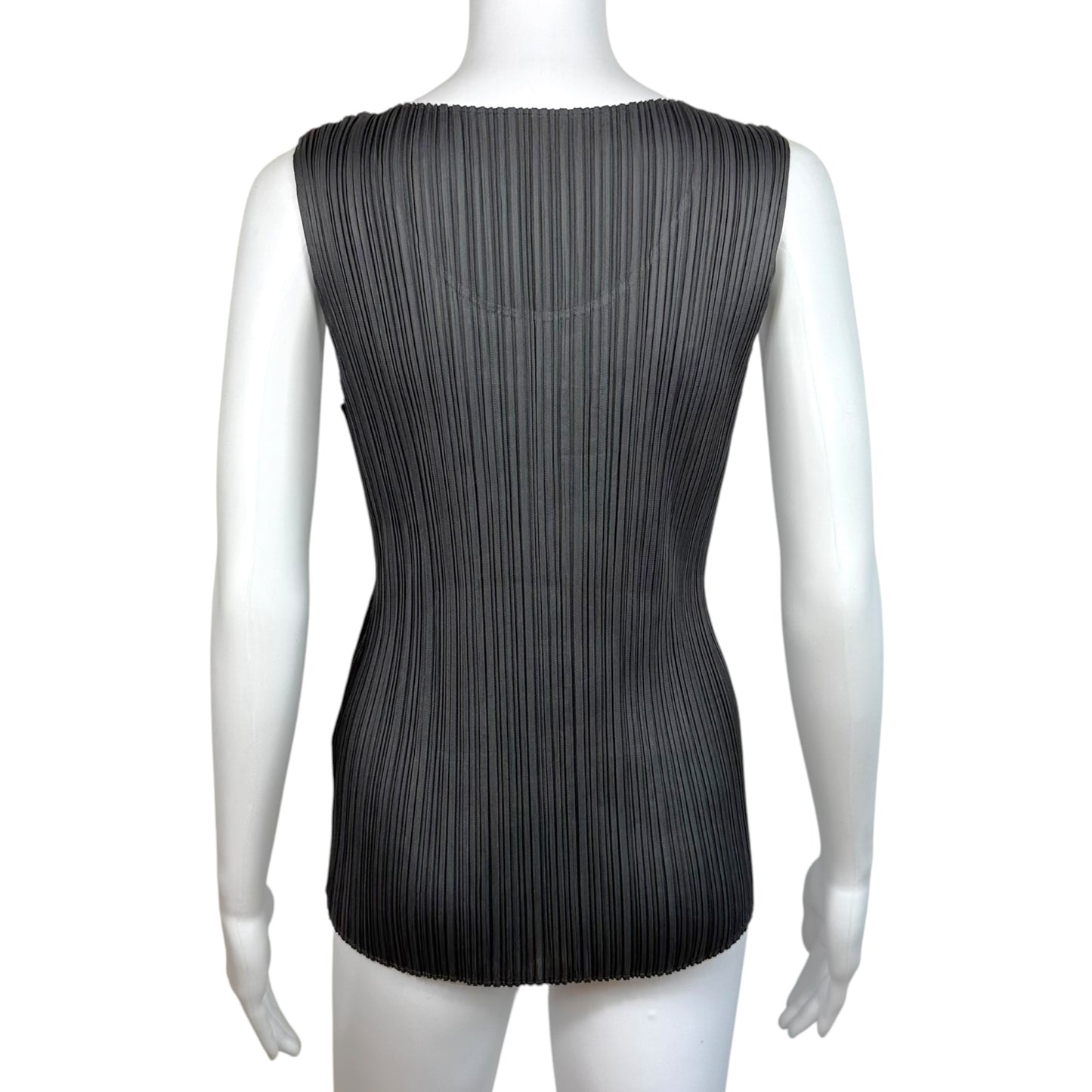 Issey Miyake Pleats Please Dark Gray Pleated Tank Top