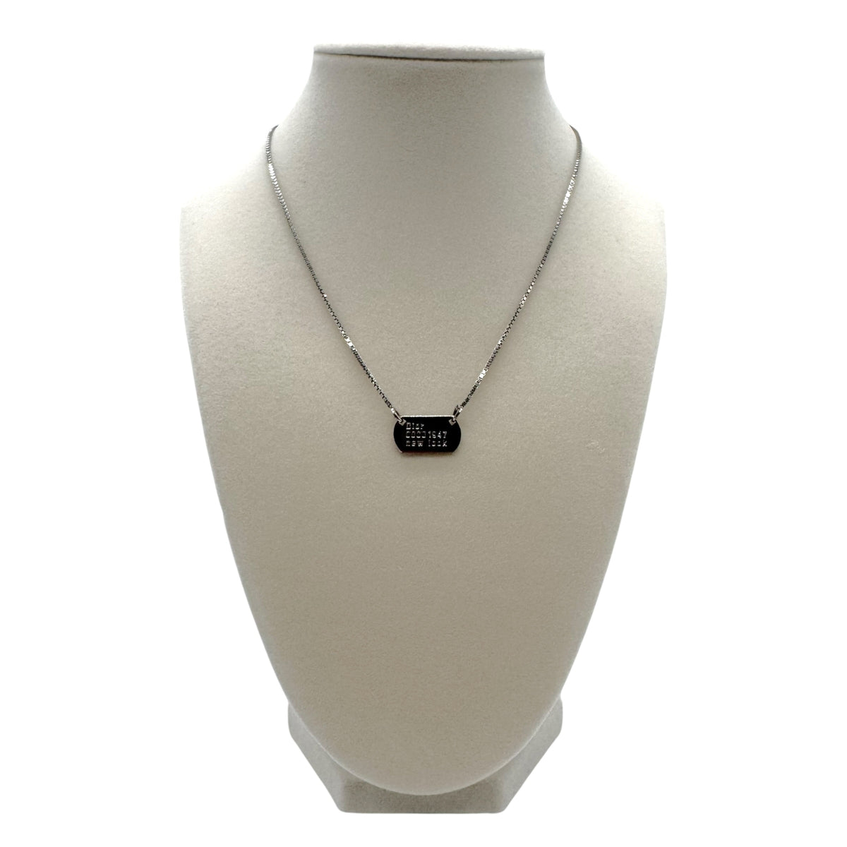 Christian Dior 2004 Silver Dog Tag Logo Necklace