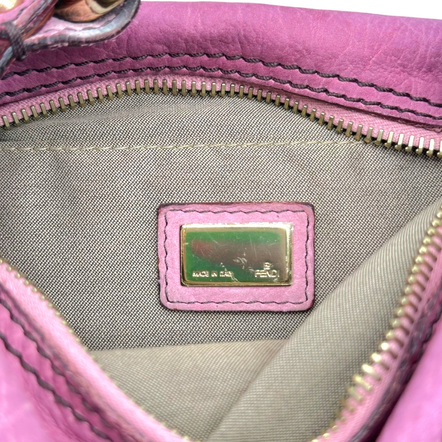 Fendi Mini Shoulder Bag Purple Suede Gold Studs