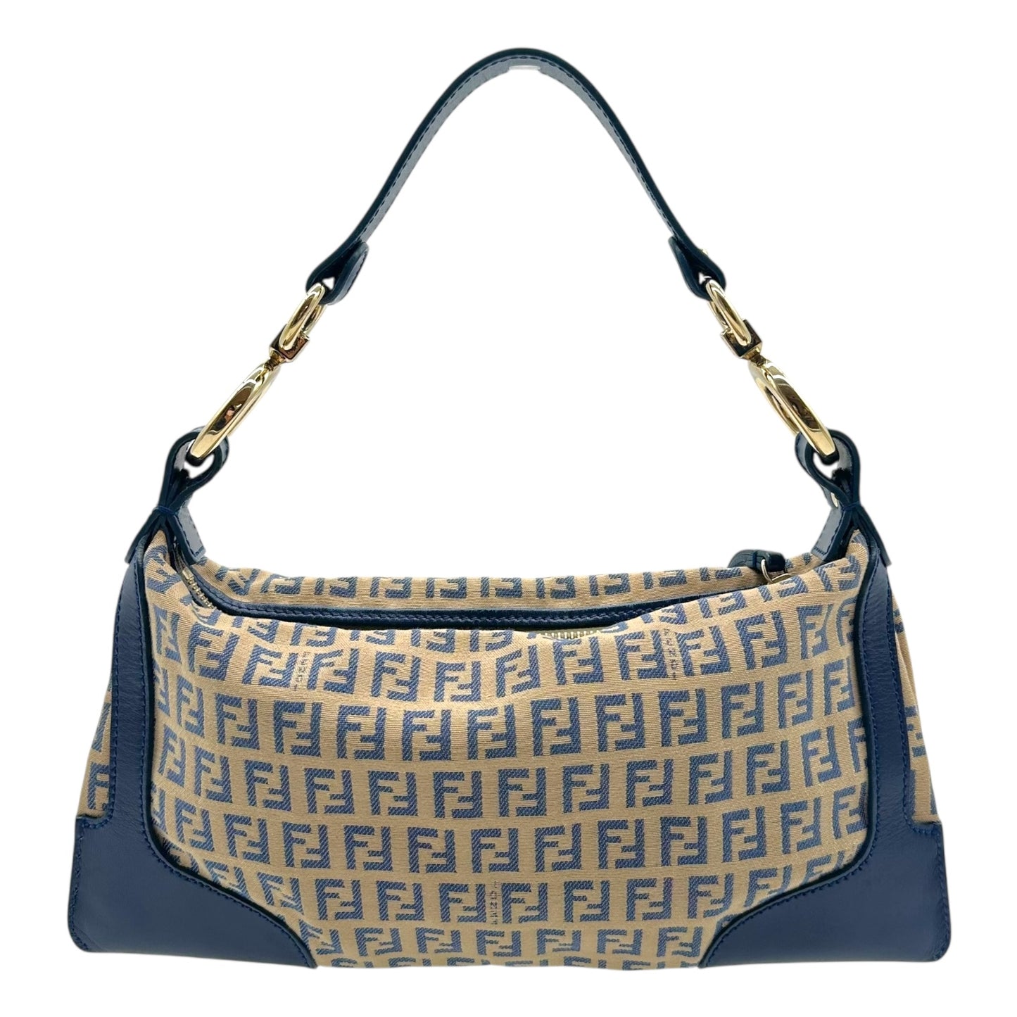 Fendi Blue Zucchino Monogram Shoulder Bag