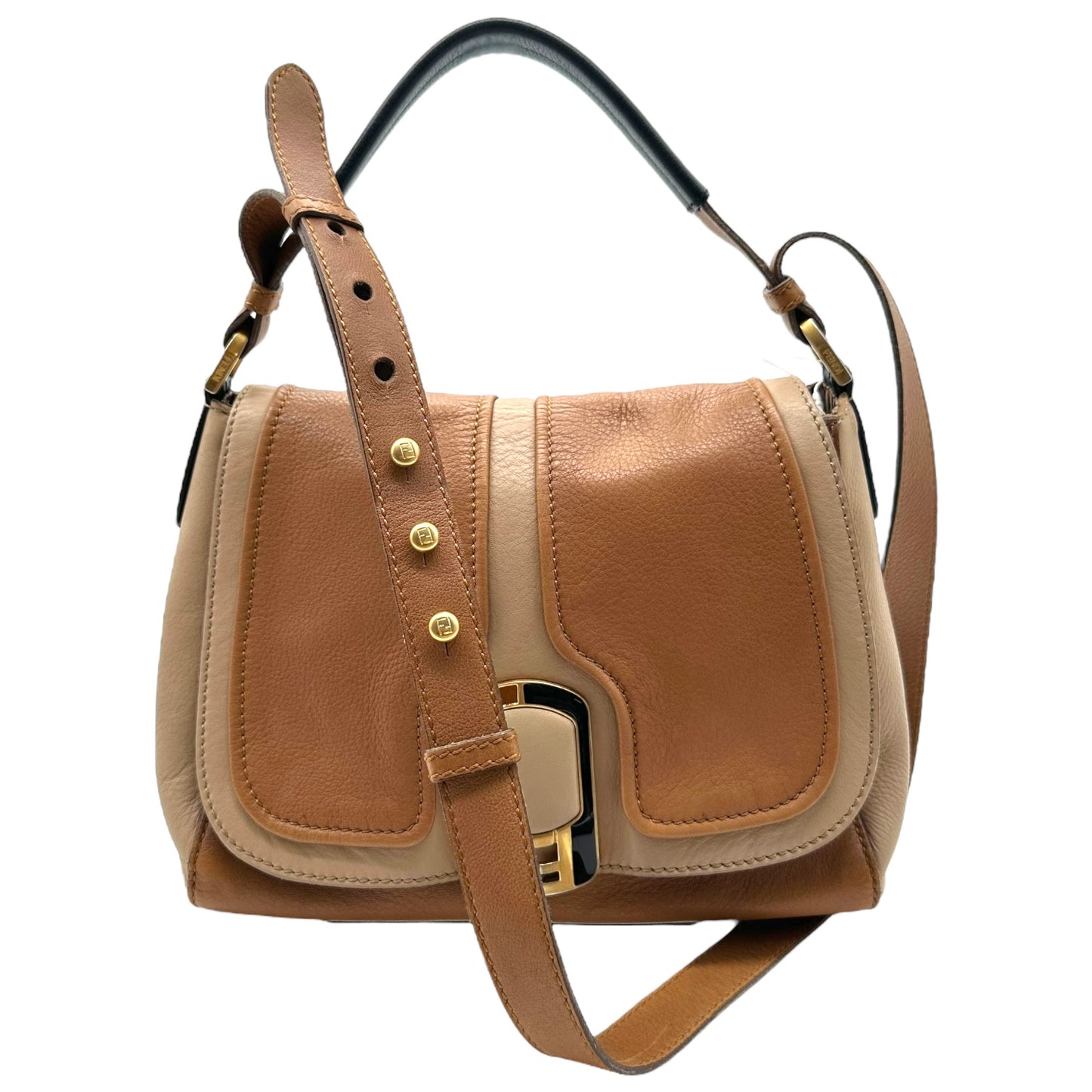 Fendi Tan Leather Anna 2-Way Satchel Bag