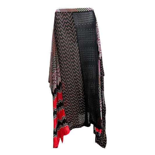 Missoni Mare Black Multicolor Patchwork Chevron Asymmetrical Maxi Skirt