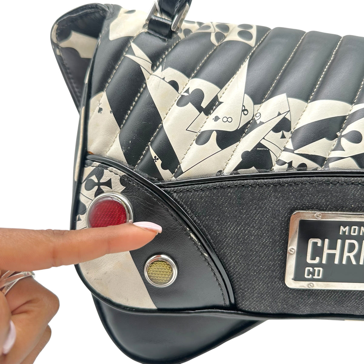 Christian Dior Black Playing Card Print Shoulder Bag