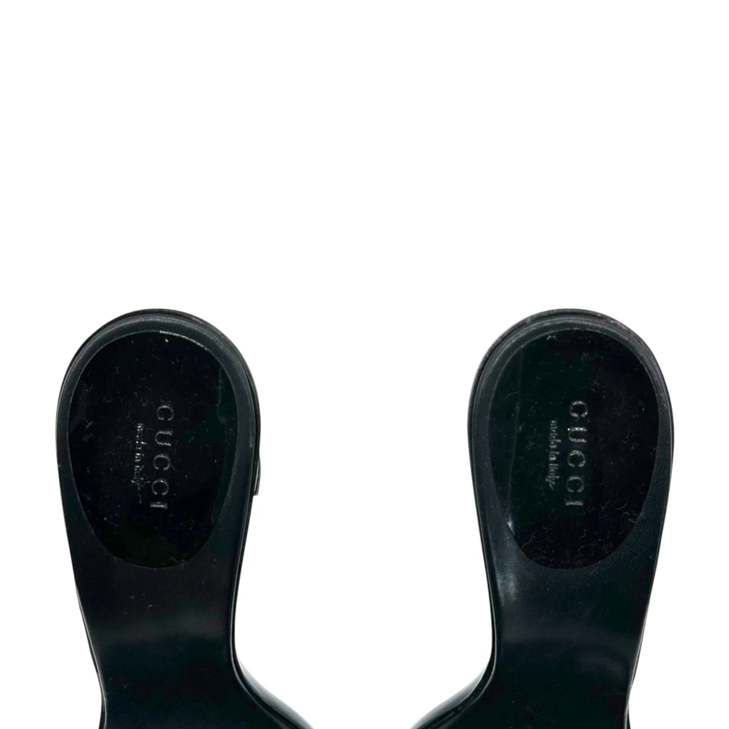 Gucci Black Patent Horsebit Mule Heels