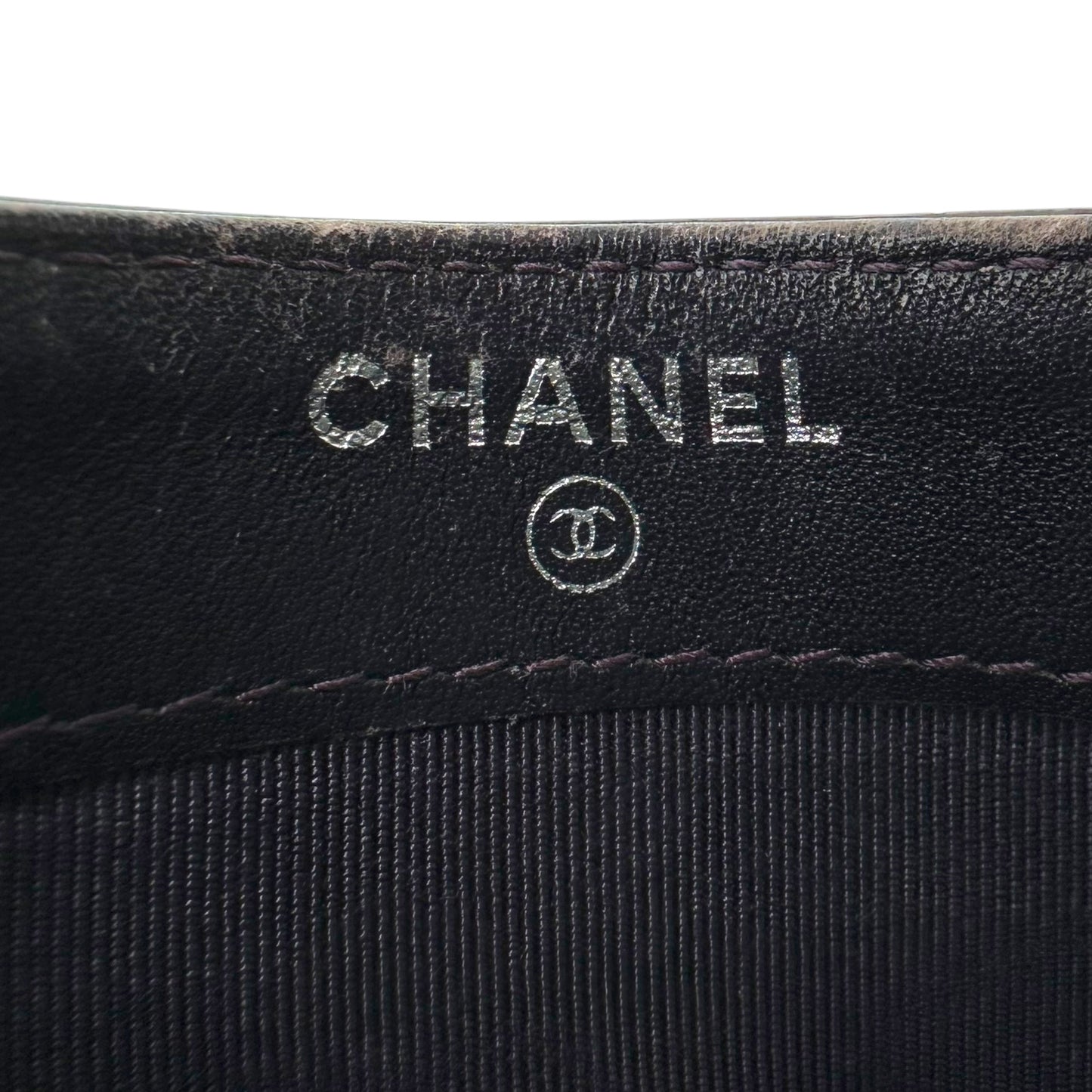 Chanel Dark Purple Patent Leather Quilted Card Holder