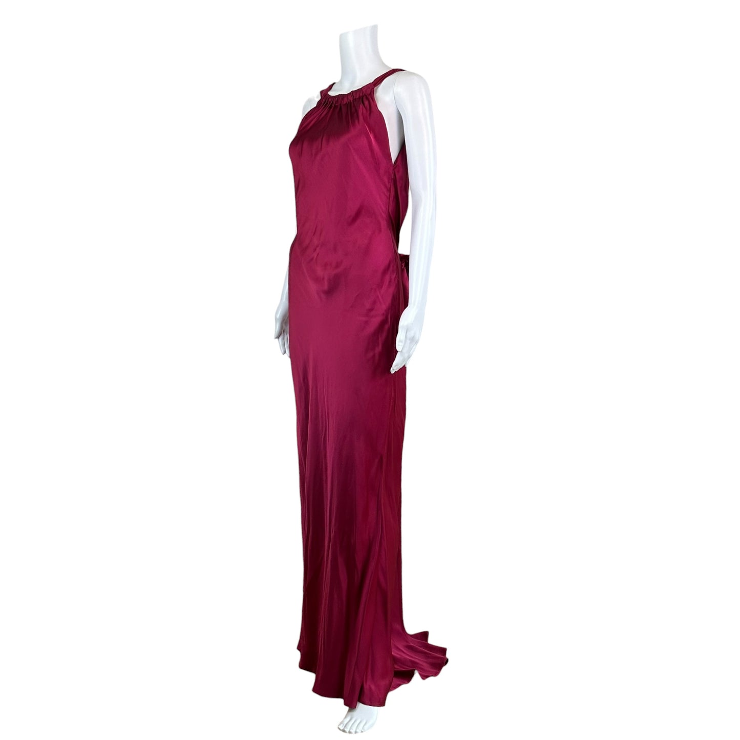 Alberta Ferretti Fuchsia Pink Draped Silk Maxi Gown