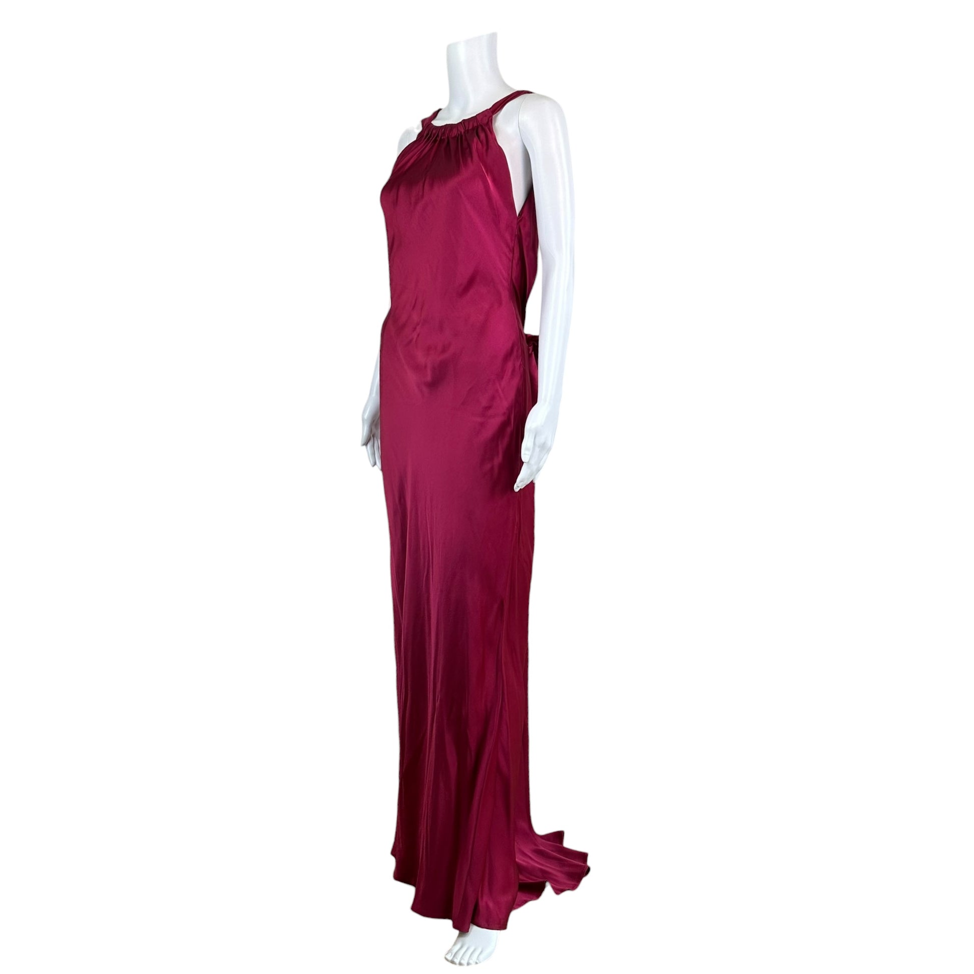 Alberta Ferretti Fuchsia Pink Draped Silk Maxi Gown