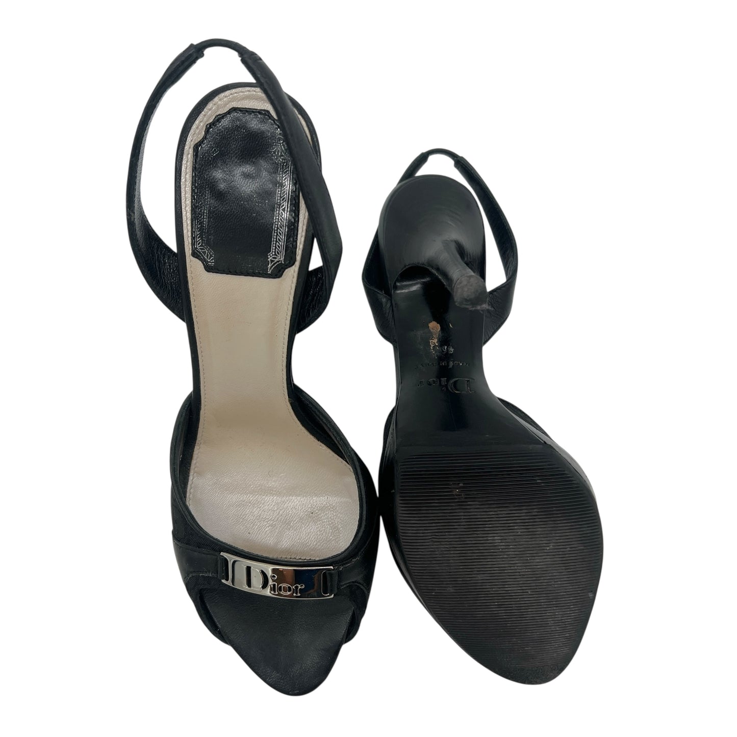 Christian Dior Black Logo Slingback Heeled Sandals - Outfit Repeater