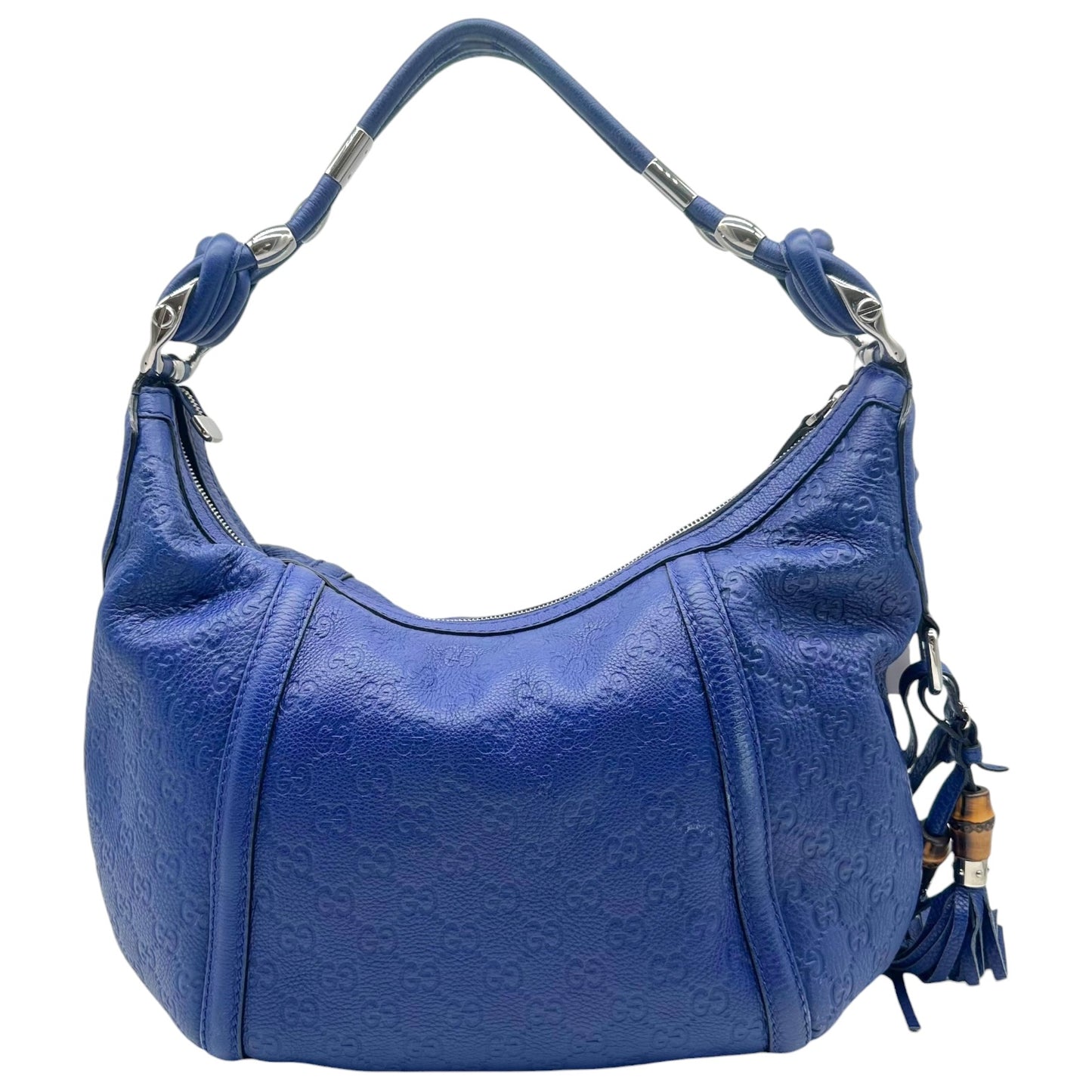 Gucci Royal Blue Guccissima Embossed Monogram Hobo Bag