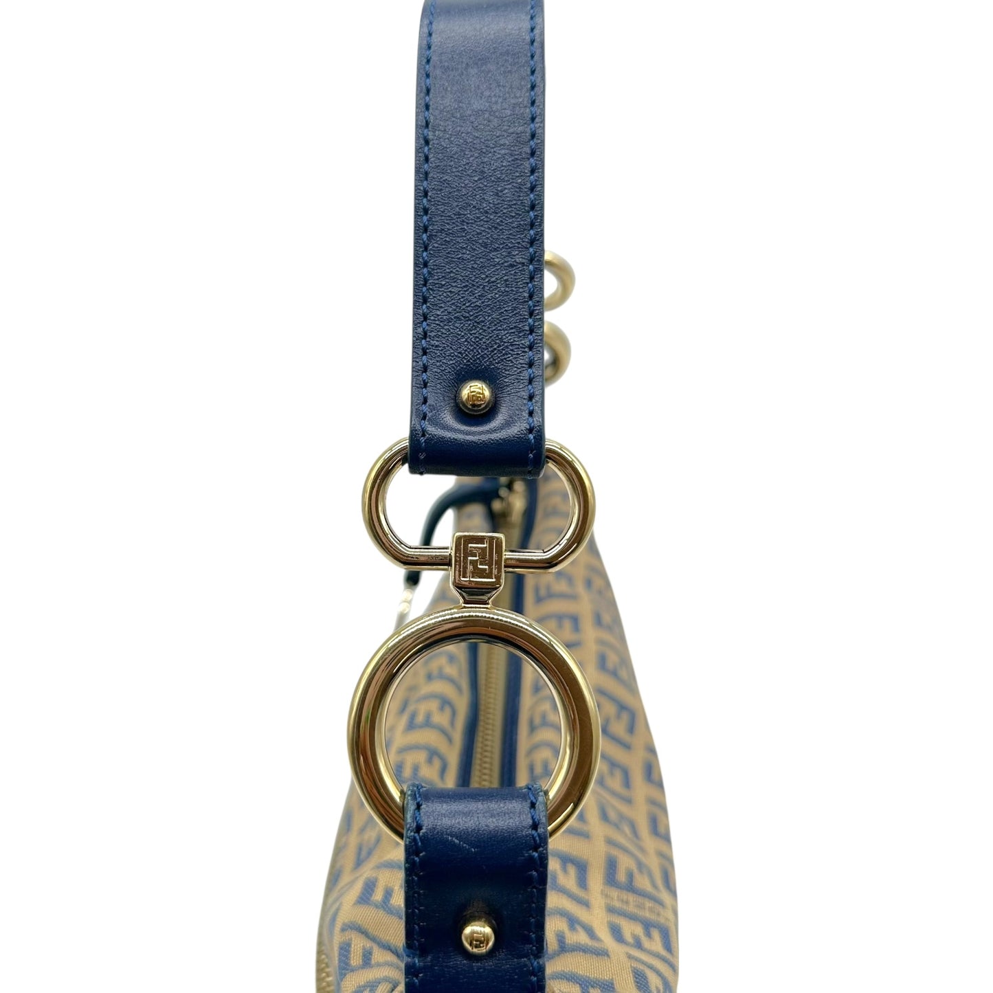 Fendi Blue Zucchino Monogram Shoulder Bag