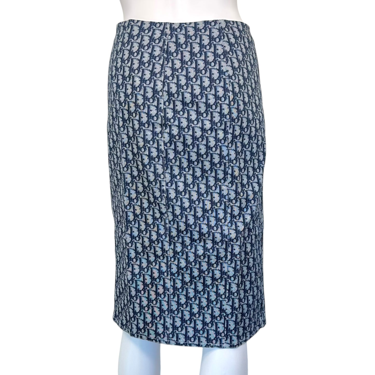 Christian Dior S/S 2002 Blue Trotter Monogram Midi Skirt