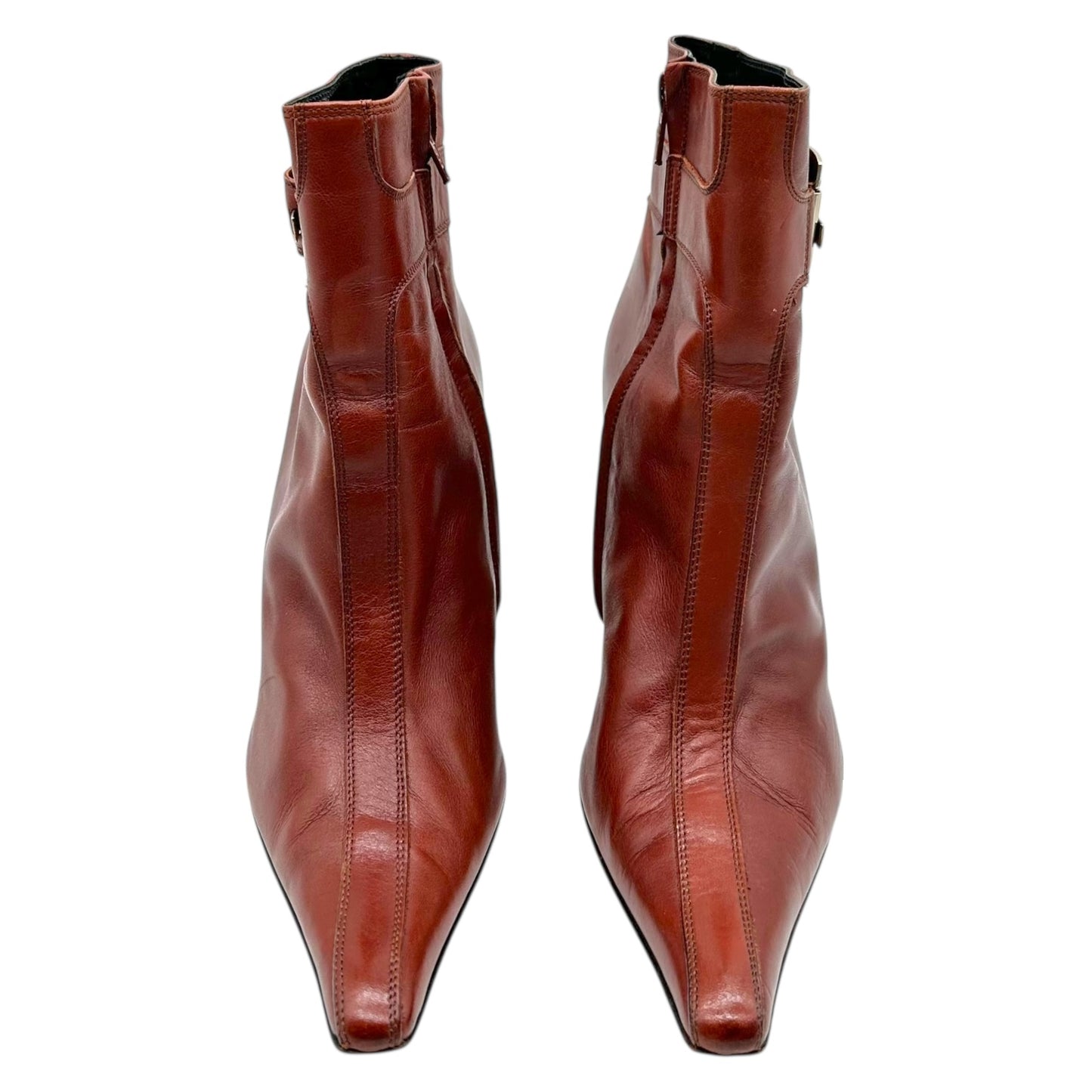 Versace Brown Leather Wedge Heel Booties