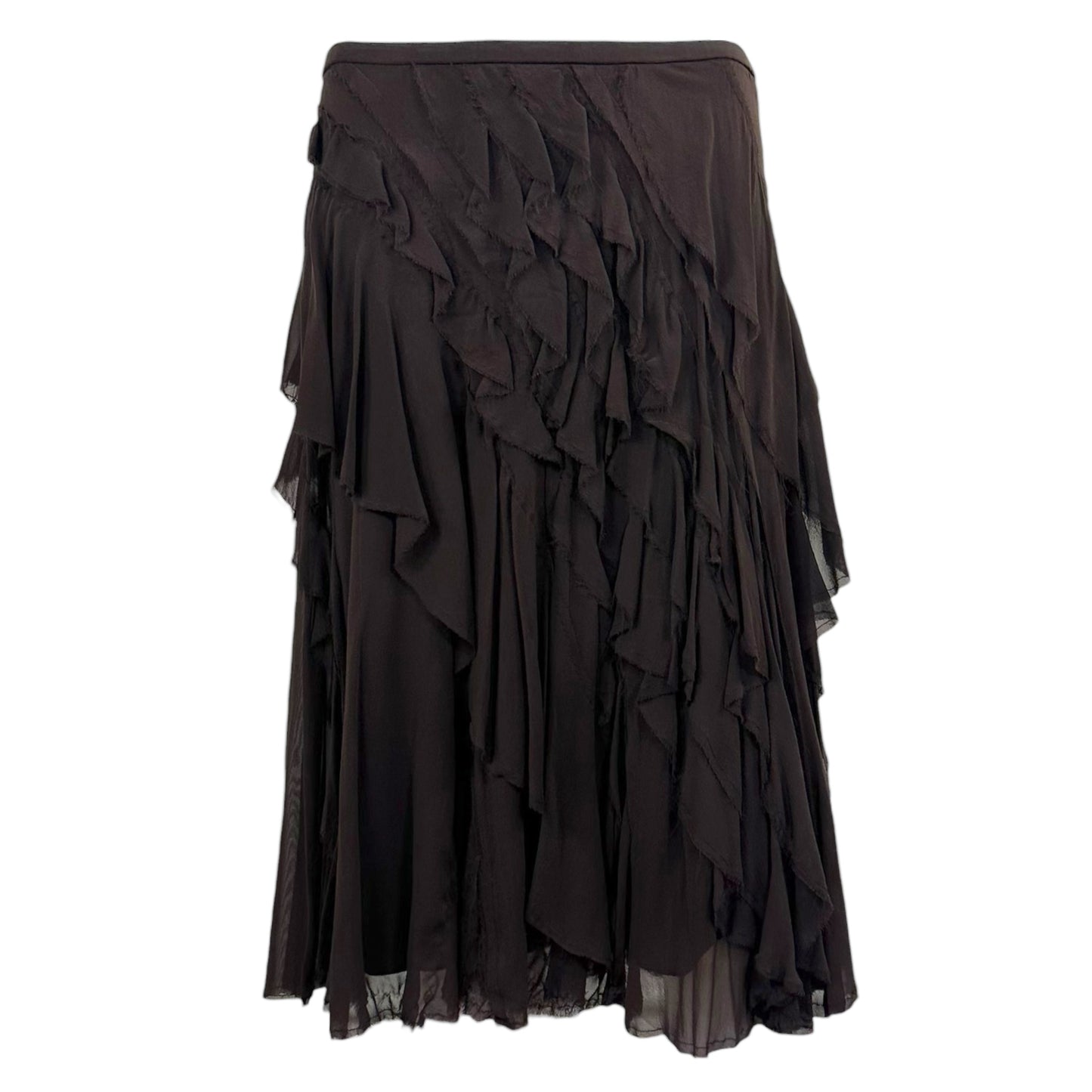 DKNY Brown Flowy Silk Skirt - Outfit Repeater