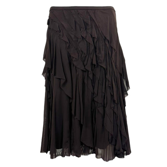 DKNY Brown Flowy Silk Skirt - Outfit Repeater