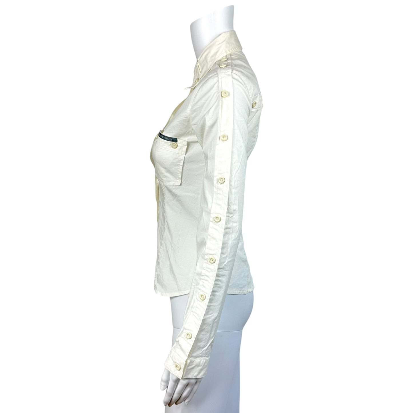 Moschino Jeans White Button Down Sleeve Blouse