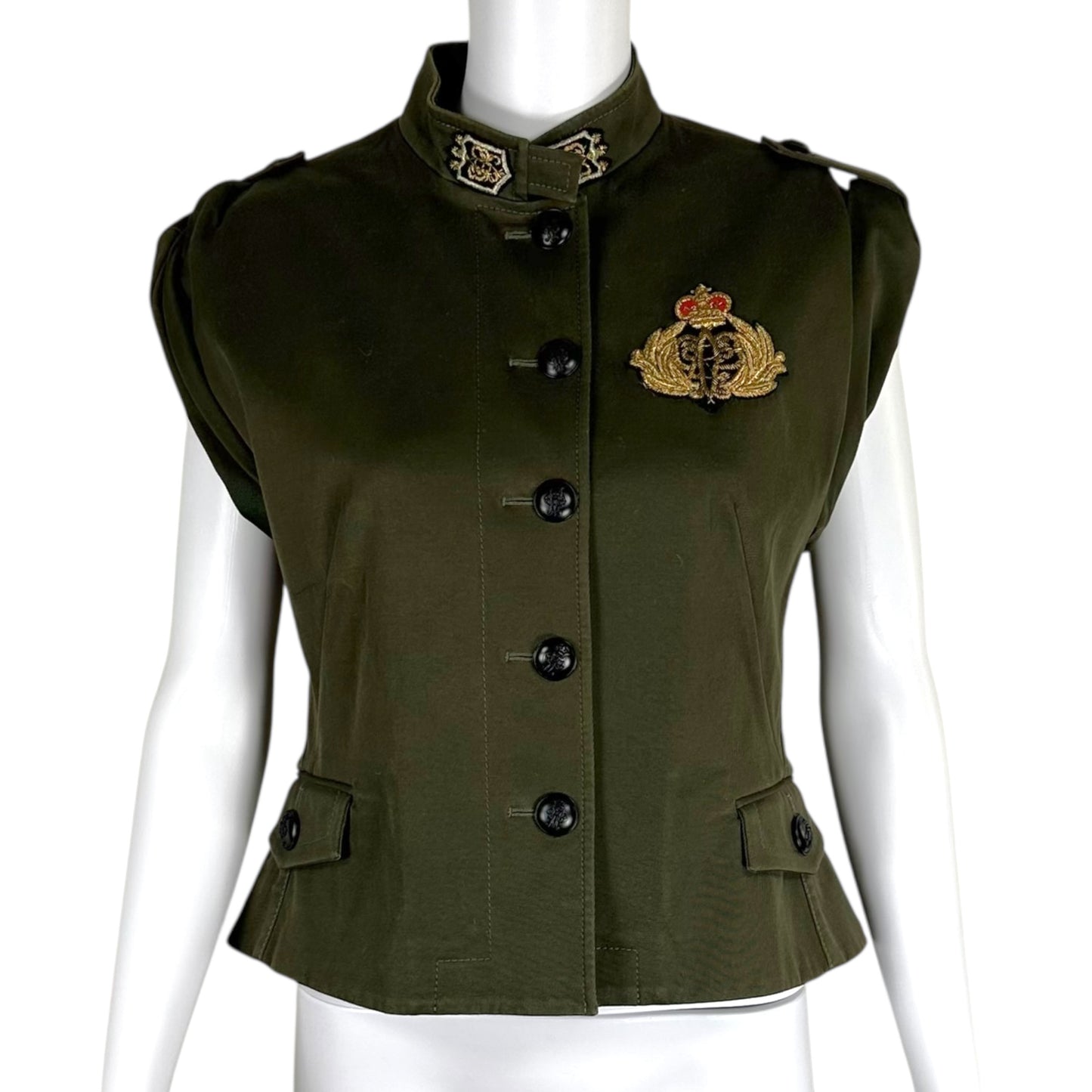 Emilio Pucci Khaki Green Military Inspired Top