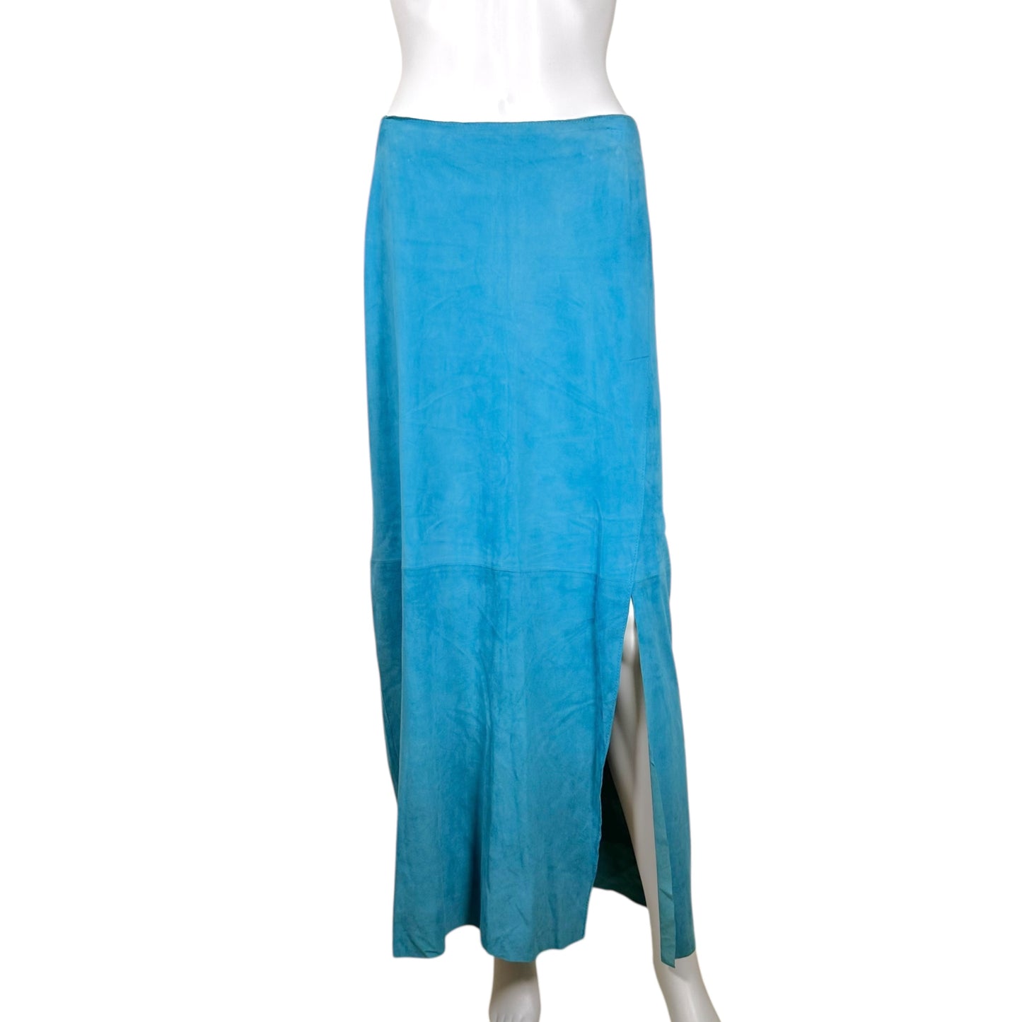 Dolce & Gabbana Turquoise Blue Suede Maxi Skirt