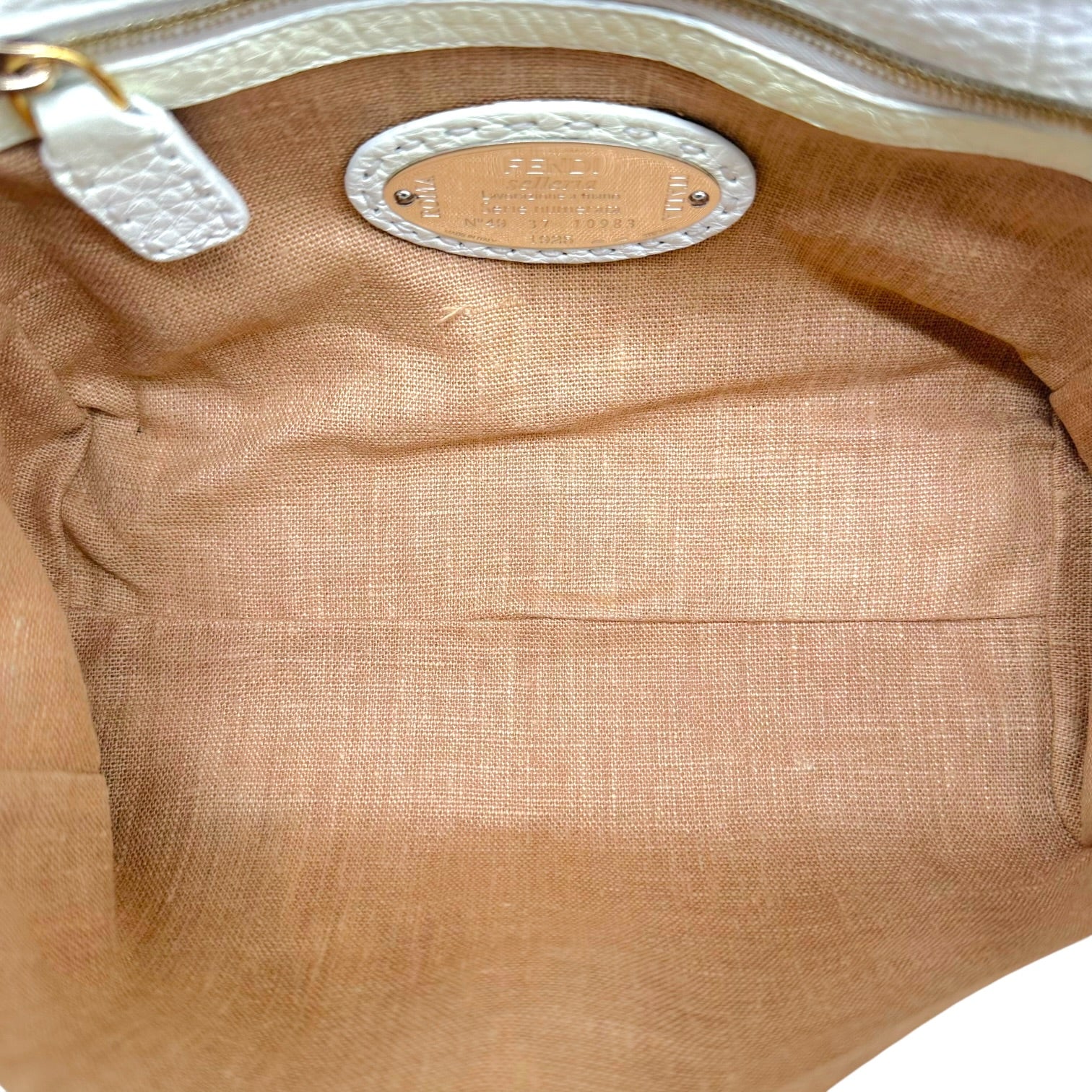 Fendi Selleria Mini Handbag White Black Tan Leather