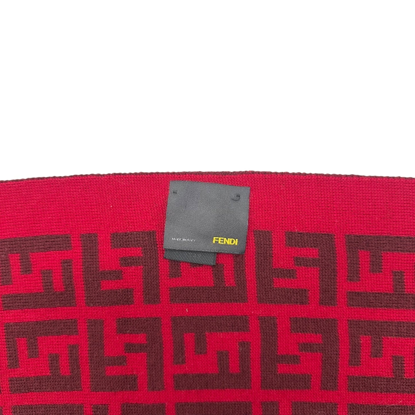 Fendi Burgundy & Red Zucca Monogram Knit Scarf