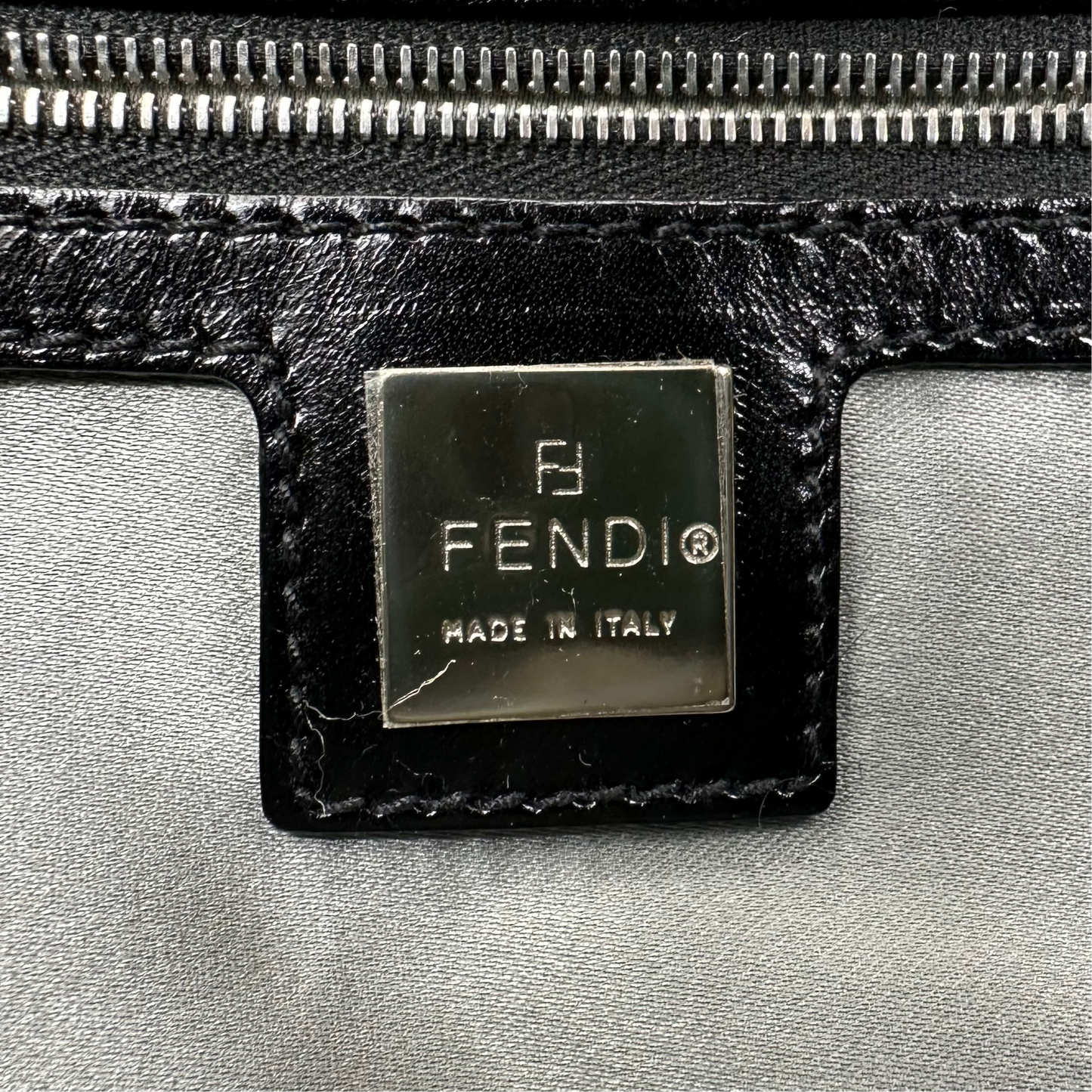 Fendi Gray Wool Knit Baguette Bag