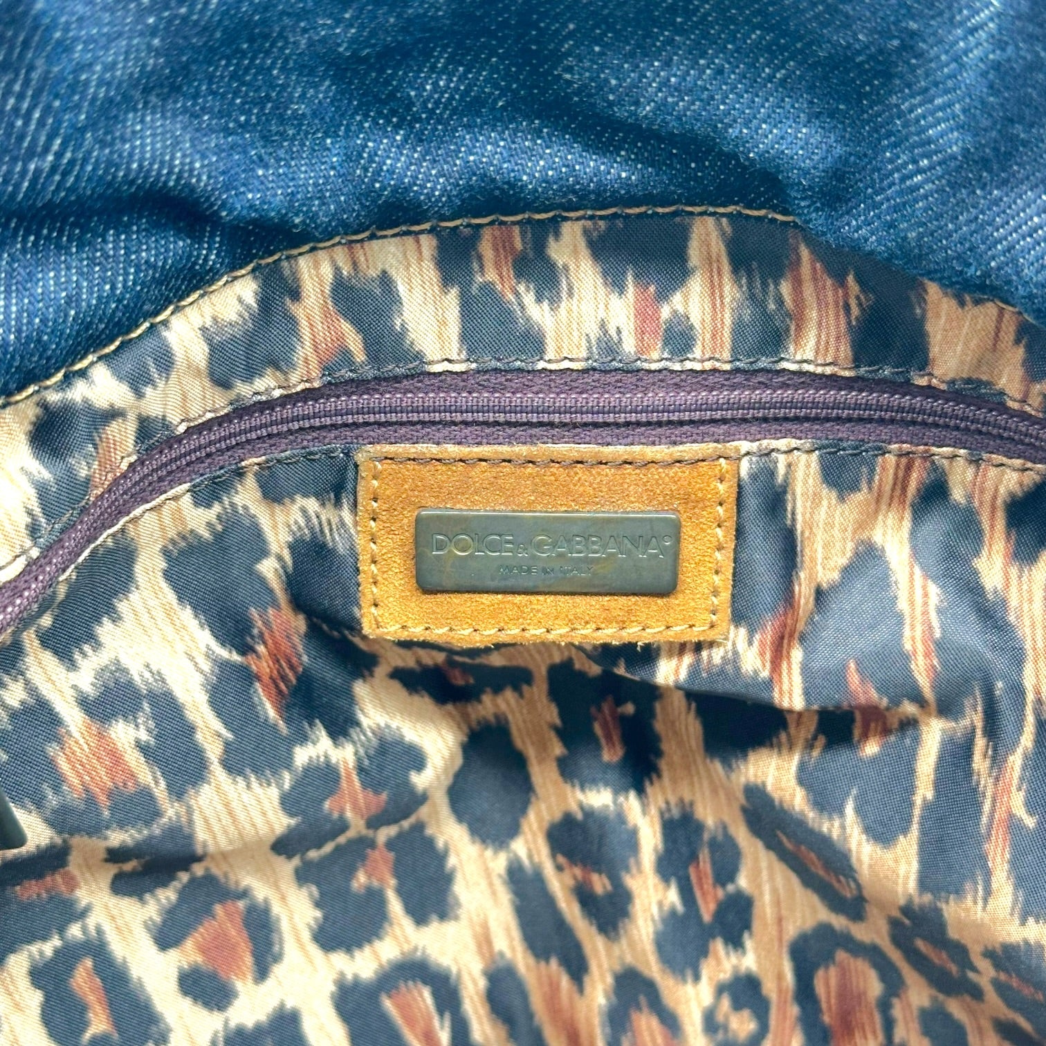 Dolce & Gabbana Denim Tan Suede Shoulder Bag
