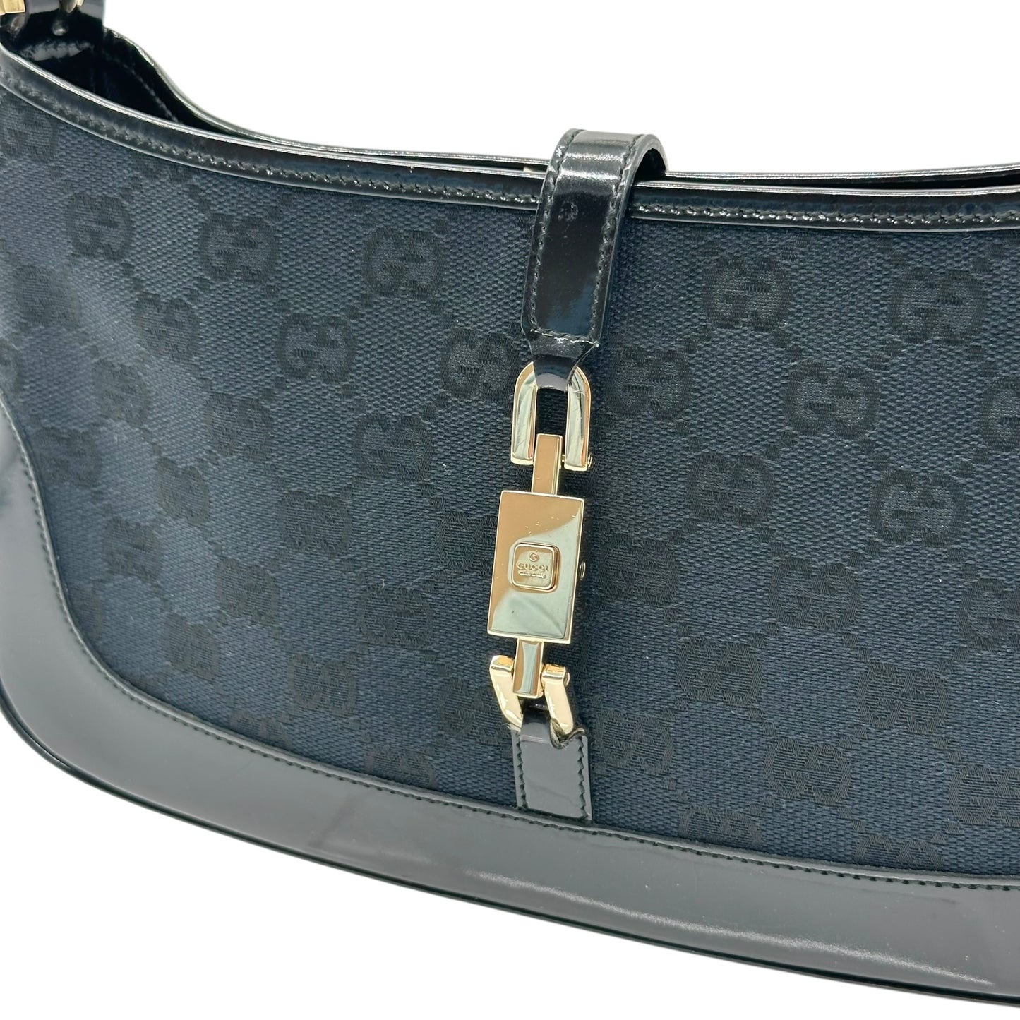 Gucci Black Monogram & Gold Chain Strap Jackie Shoulder Bag