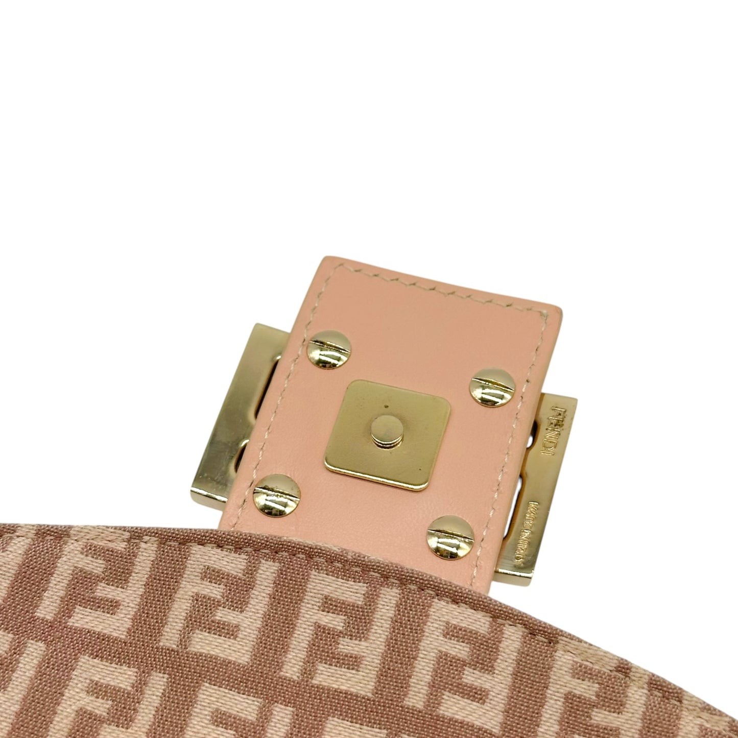 Fendi Pink Zucchino Monogram Fold-Over Baguette Bag
