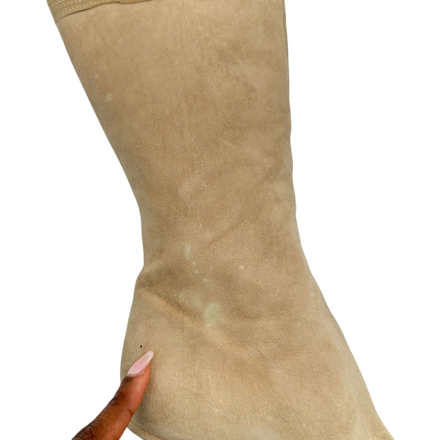 Jimmy Choo Beige Fringe Trim Heeled Boots