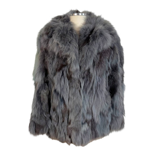 Furrocious Fox Fur Coat Blue Multi Dyed 3/4 Sleeve