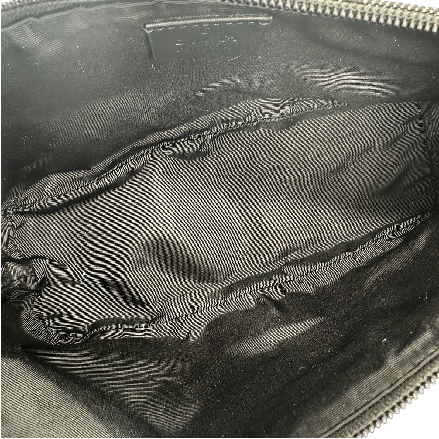 Gucci Gray Denim Monogram Pochette Bag - Outfit Repeater