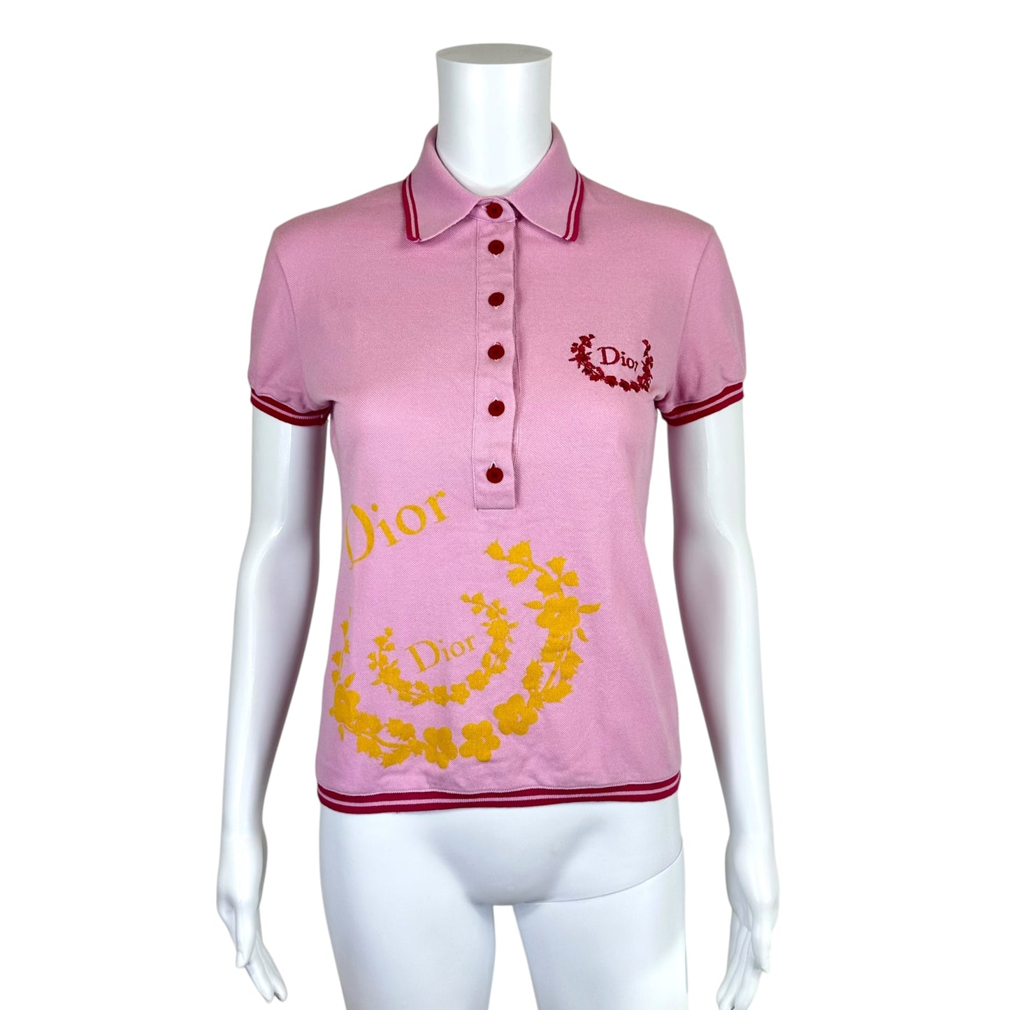 Christian Dior F/W 2004 Light Pink Short Sleeve Logo Polo