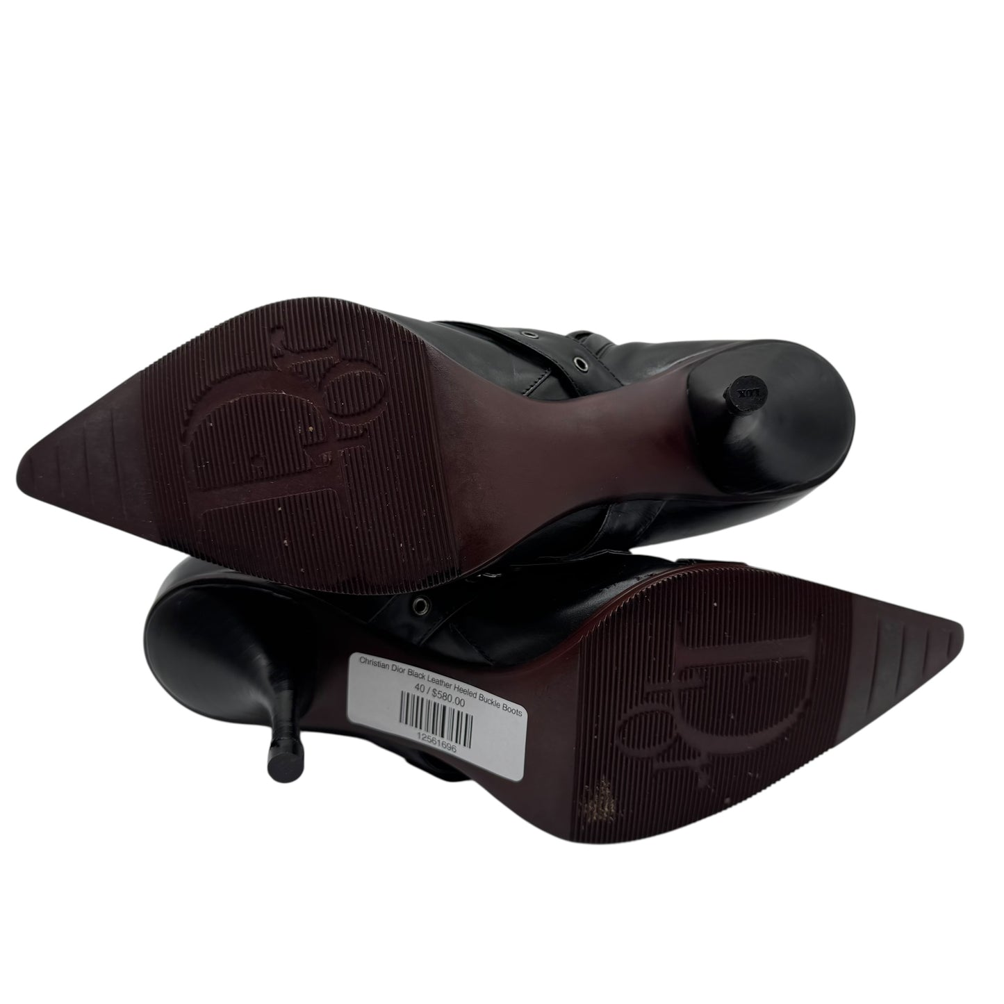 Christian Dior Black Leather Heeled Buckle Boots - Outfit Repeater