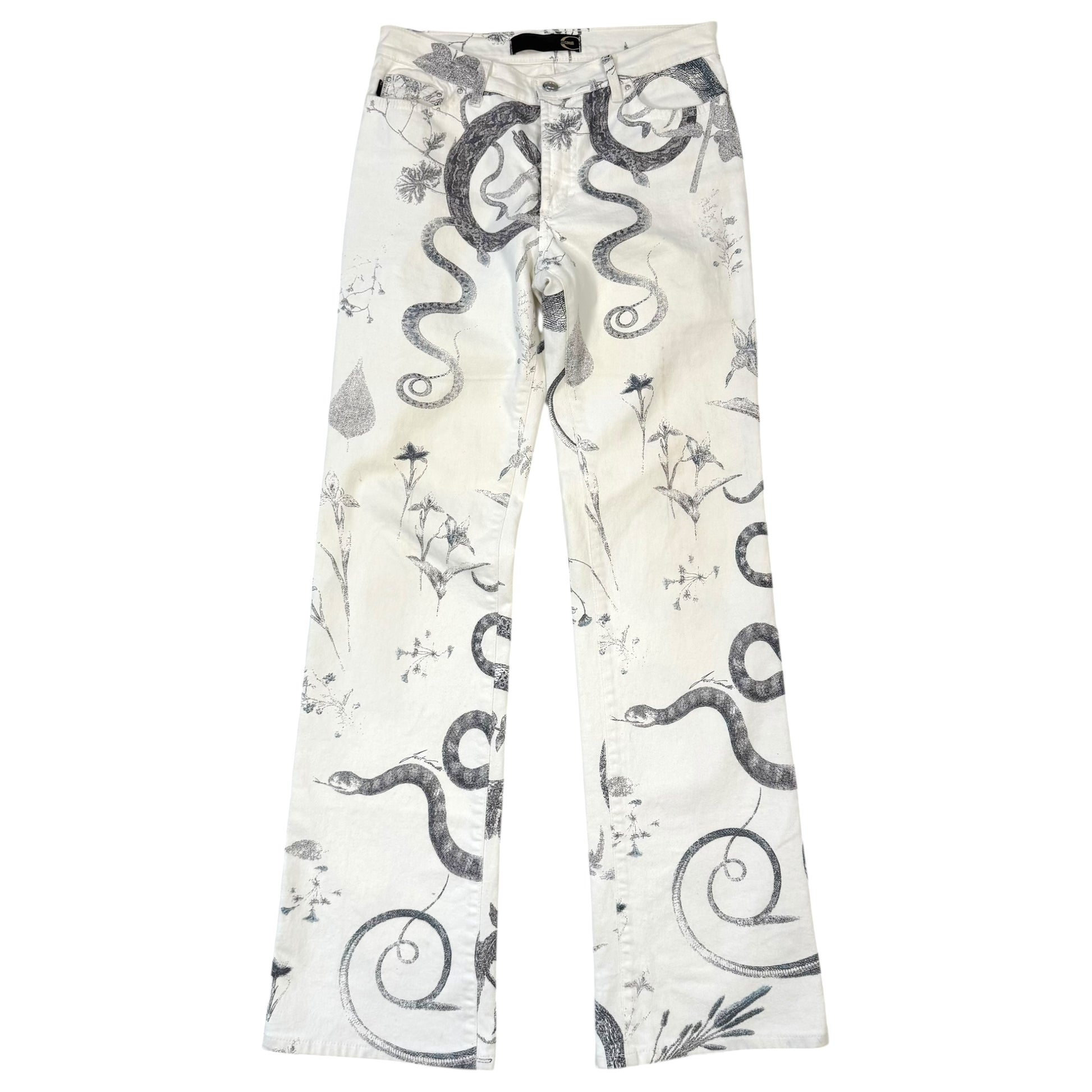 Just Cavalli Roberto Cavalli White Snake & Floral Print Jeans - Outfit Repeater