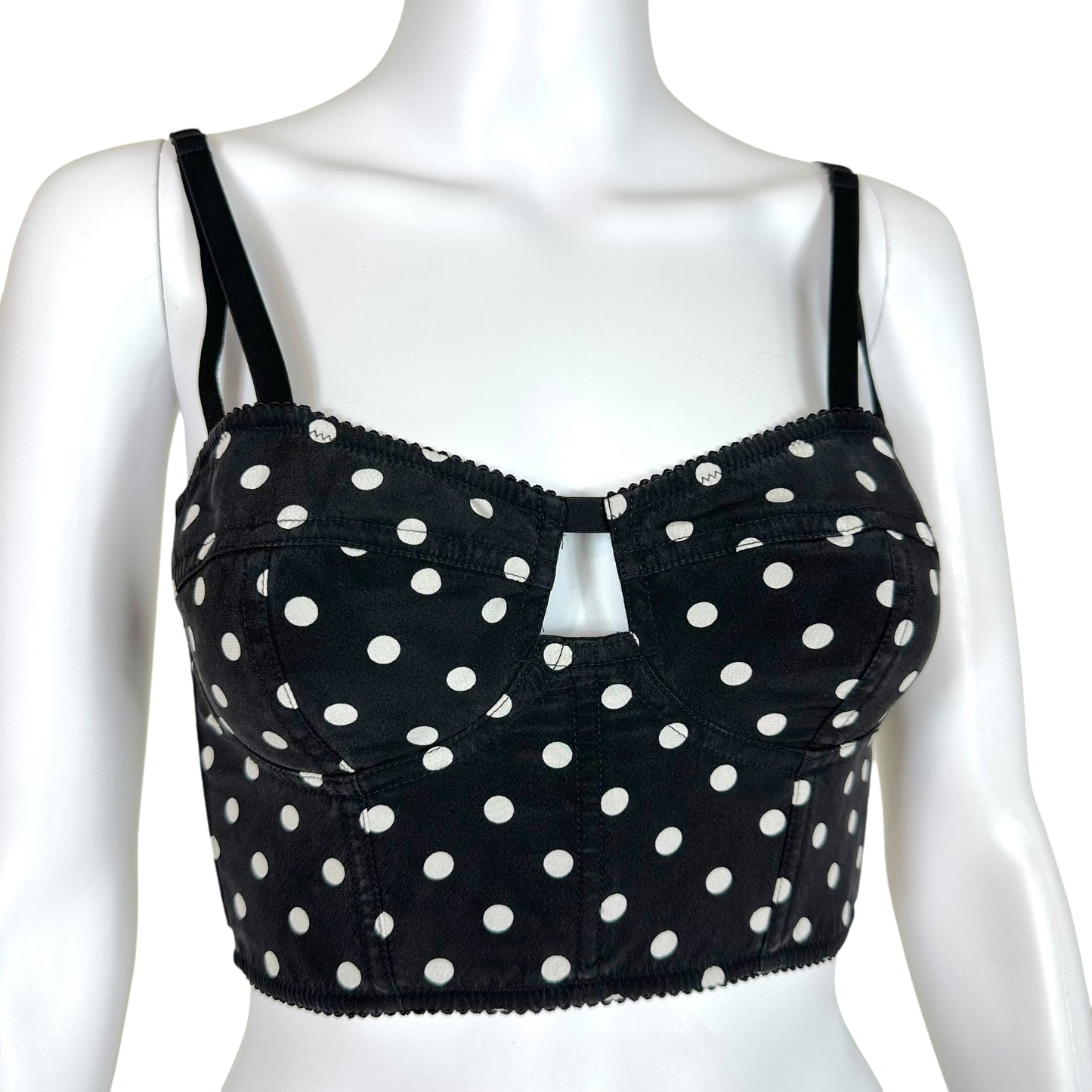 Dolce & Gabbana Black Polka Dot Crop Bustier Bra Top - Outfit Repeater
