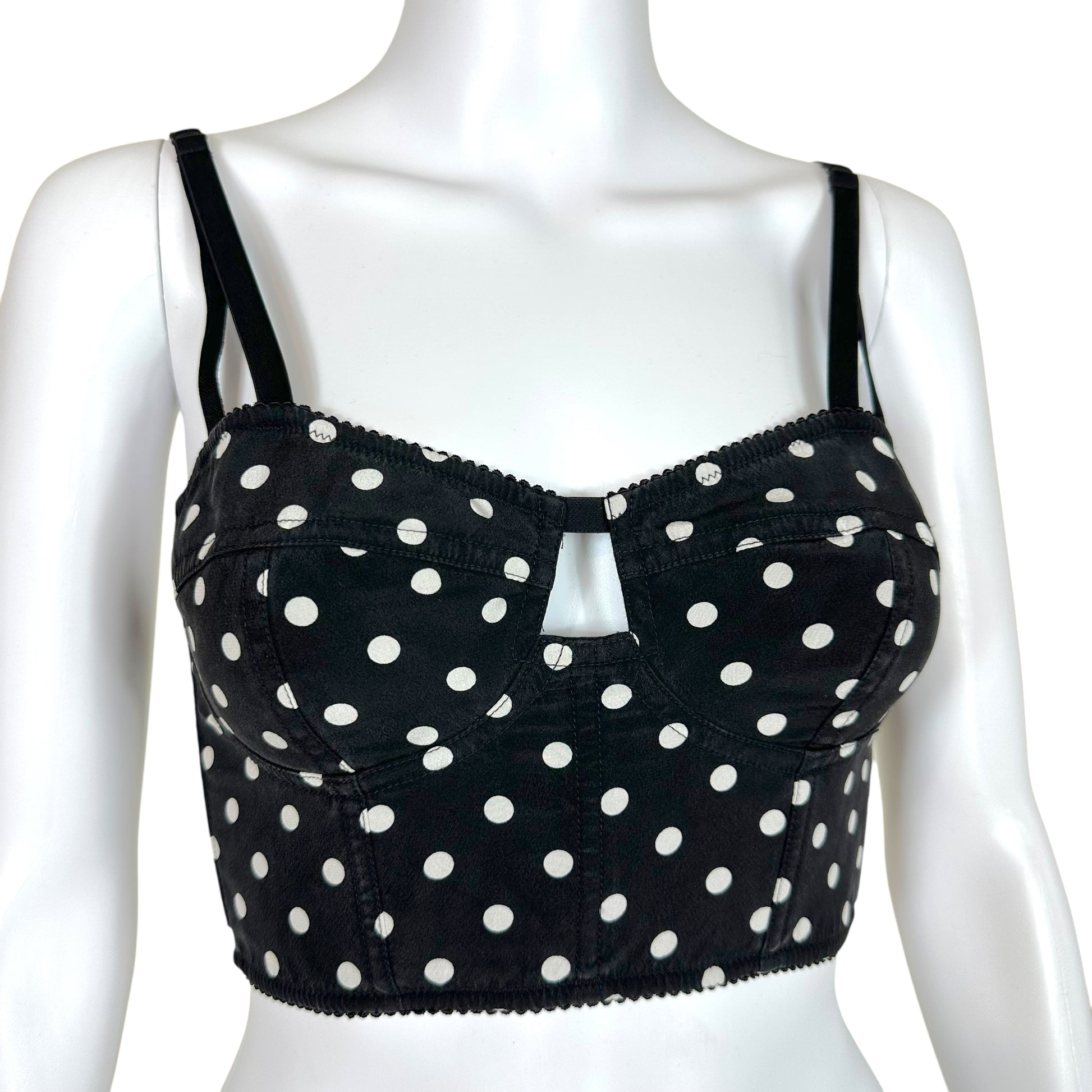 Dolce & Gabbana Black Polka Dot Crop Bustier Bra Top - Outfit Repeater