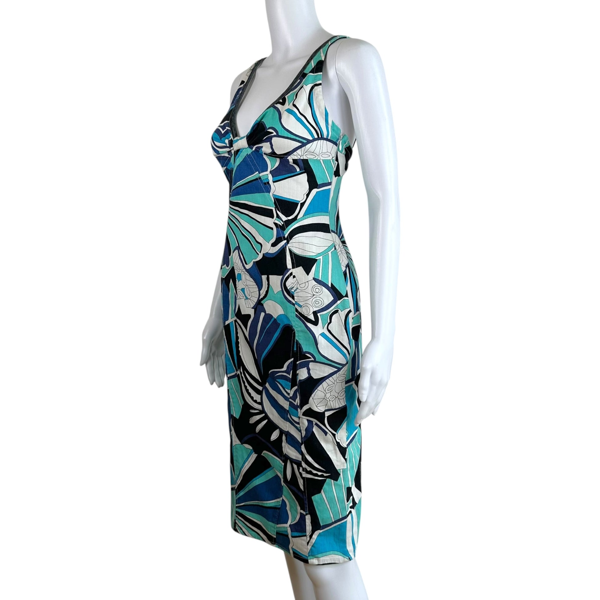 D&G Denim Blue Floral Print Midi Dress