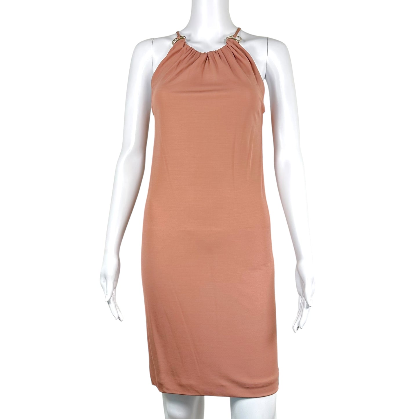 Gucci Pale Pink Horsebit Strap Midi Dress