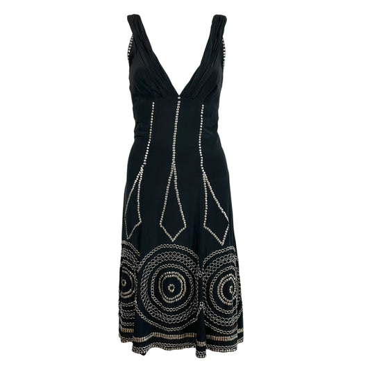 Roberto Cavalli Black Silk Maxi Dress with Metal Embellishments