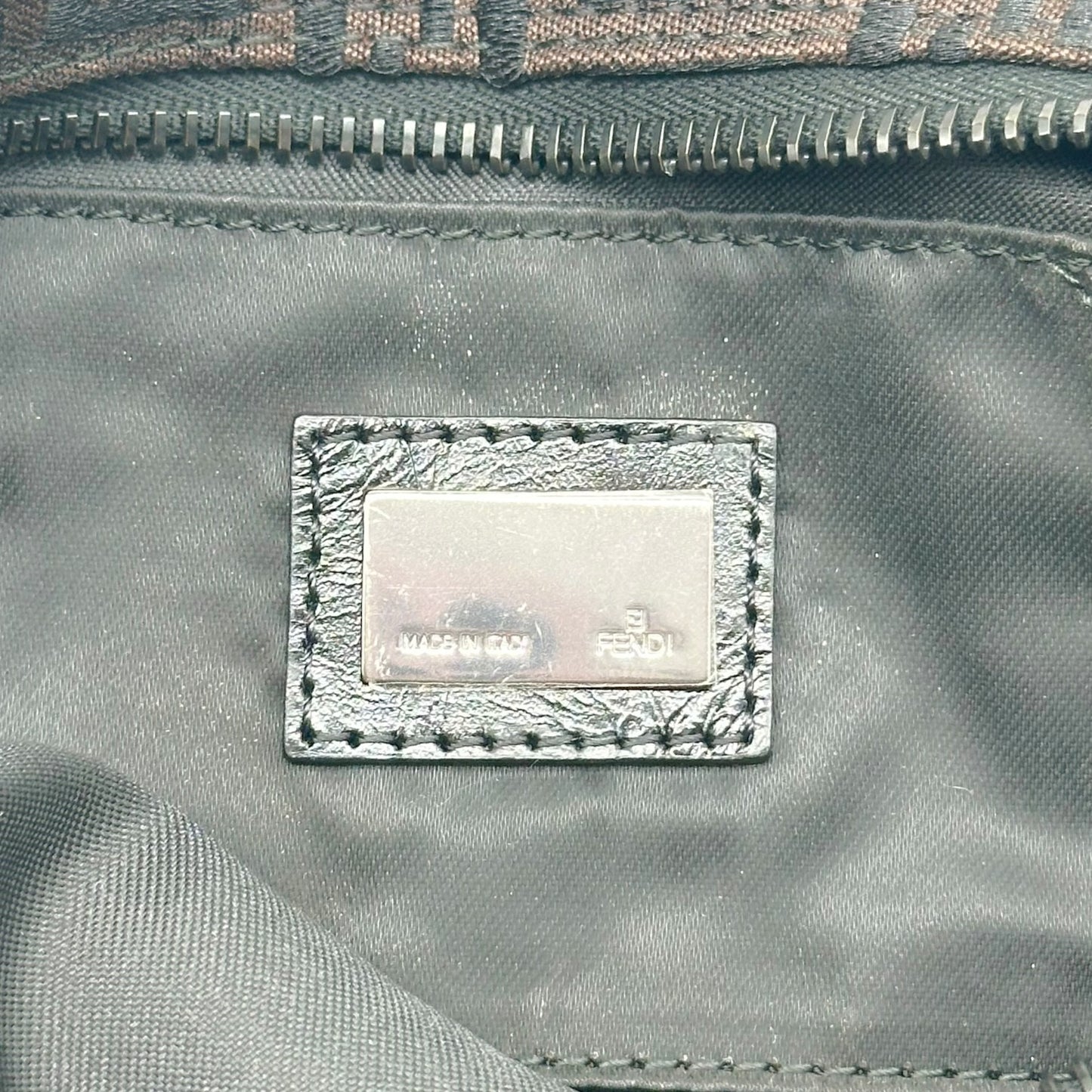 Fendi Brown & Black Zucchino Monogram Top Handle Square Pochette Bag