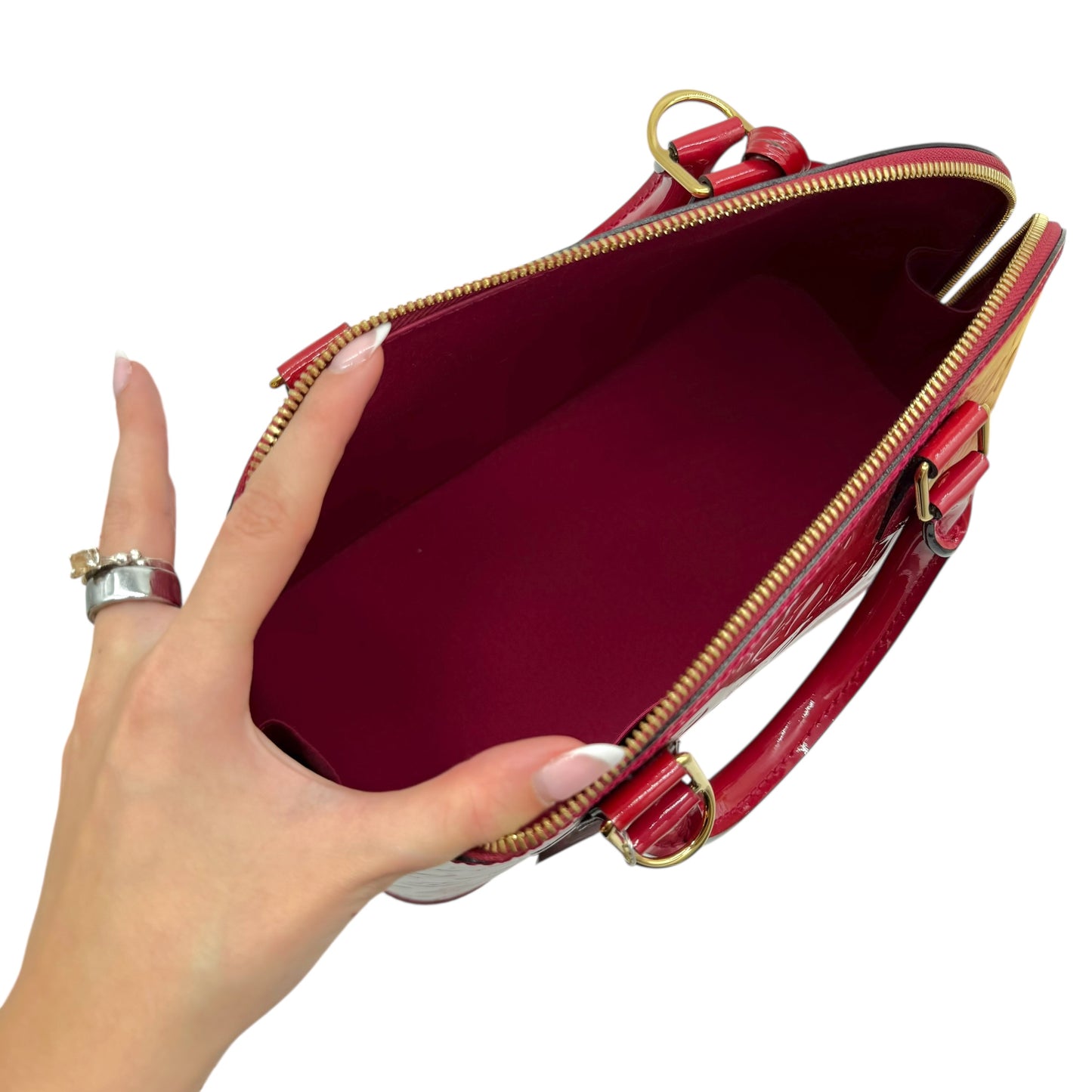 Louis Vuitton Red Vernis Monogram Alma PM Bag - Outfit Repeater