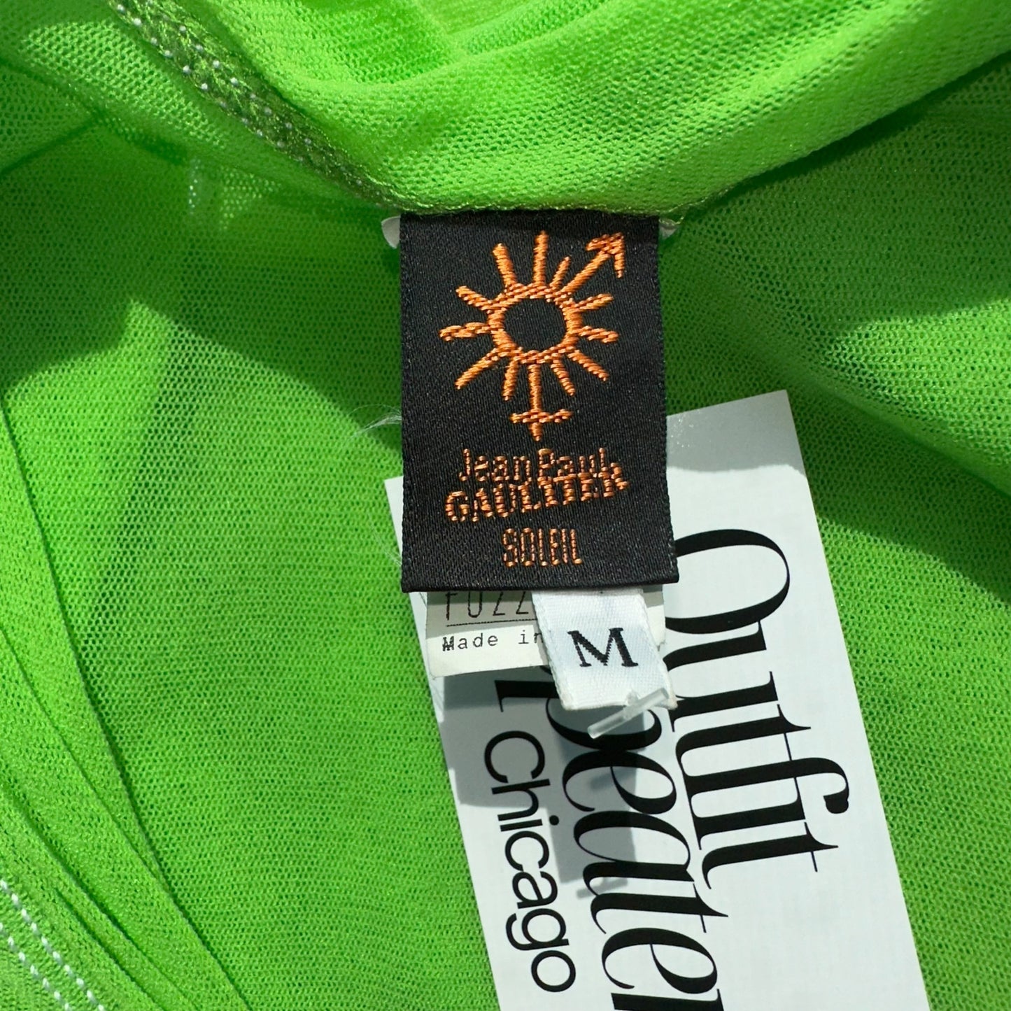 Jean Paul Gaultier Soleil Bright Green Lace Up Mesh Tank Top - Outfit Repeater