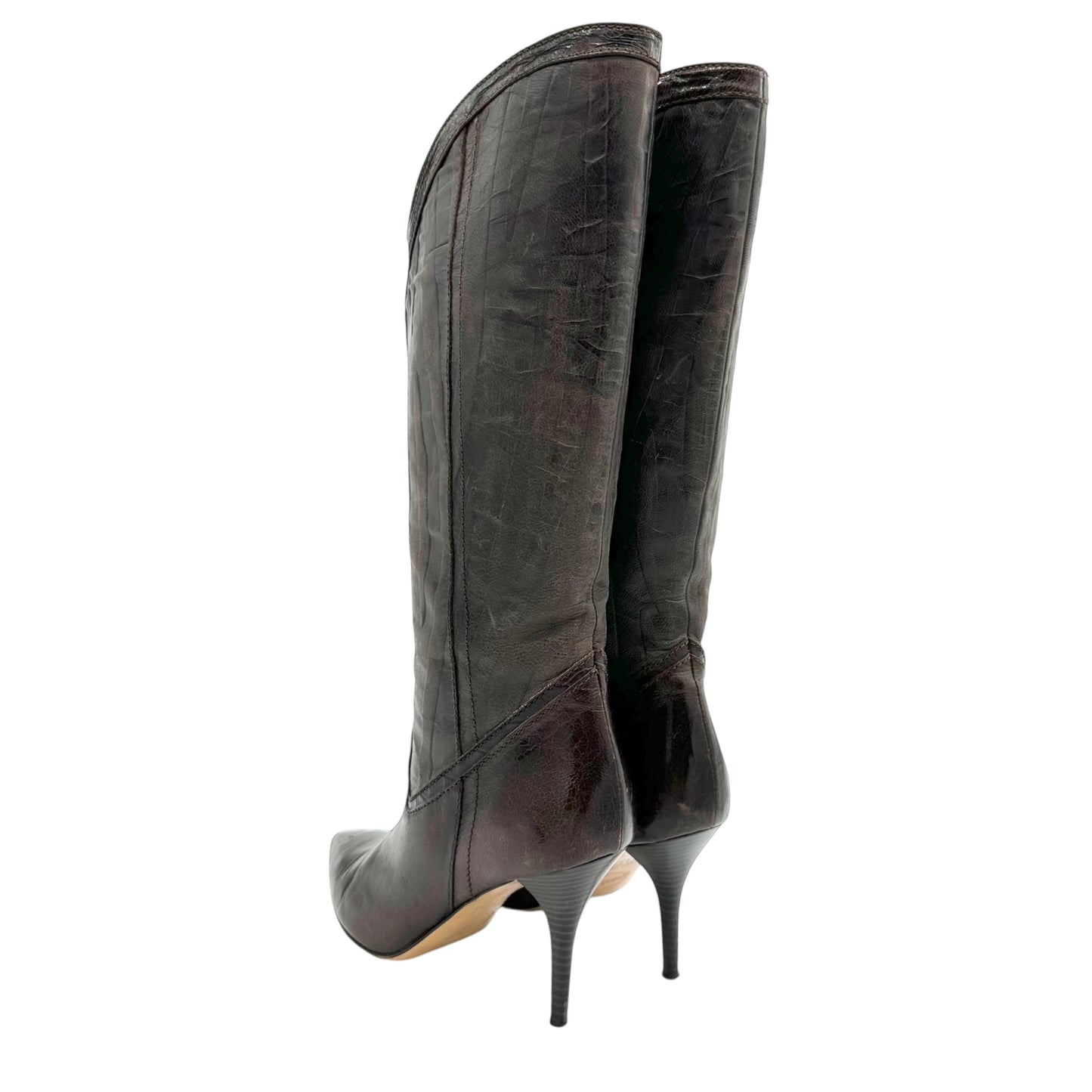 Just Cavalli Brown Leather Heeled Cowboy Boots - Outfit Repeater