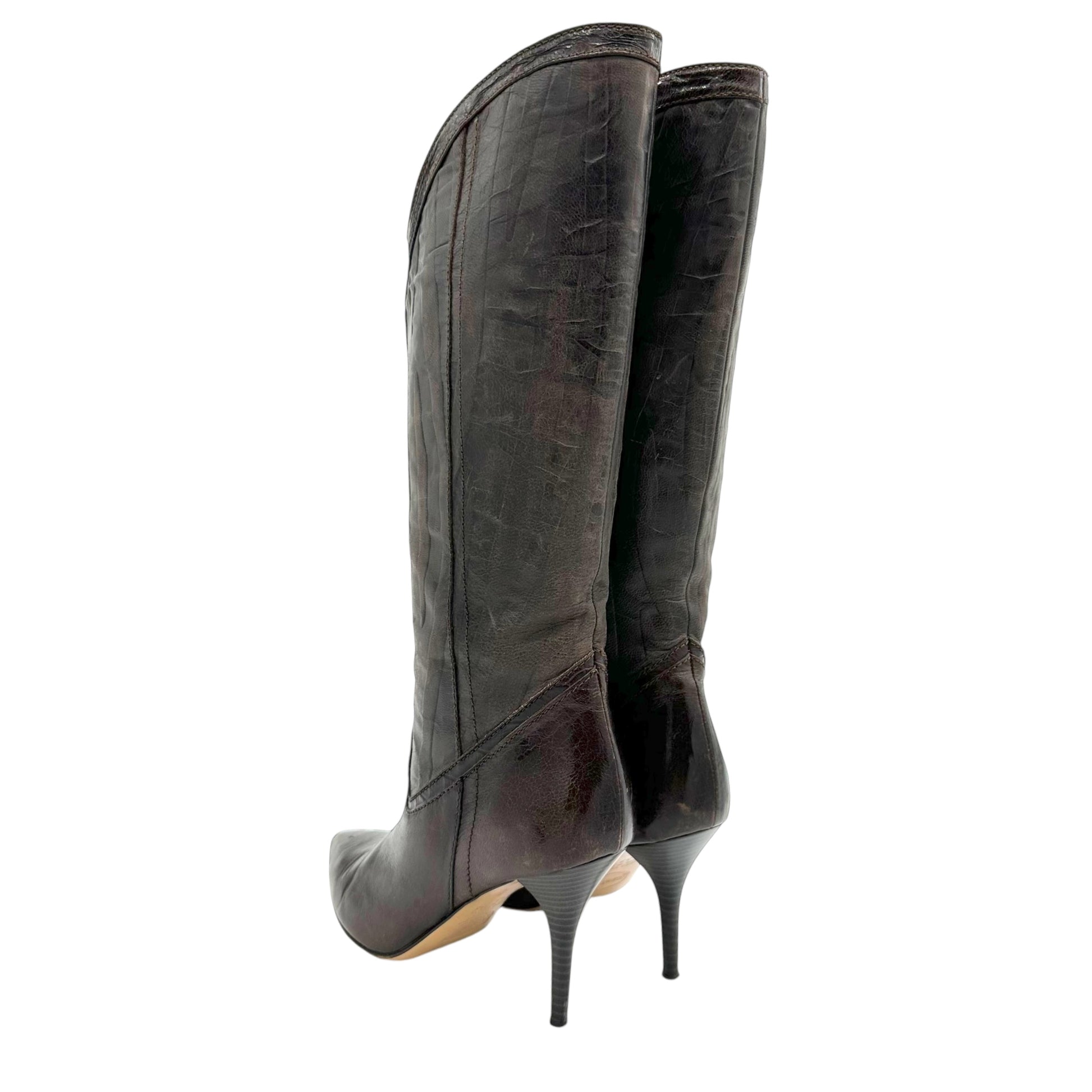 Just Cavalli Brown Leather Heeled Cowboy Boots - Outfit Repeater