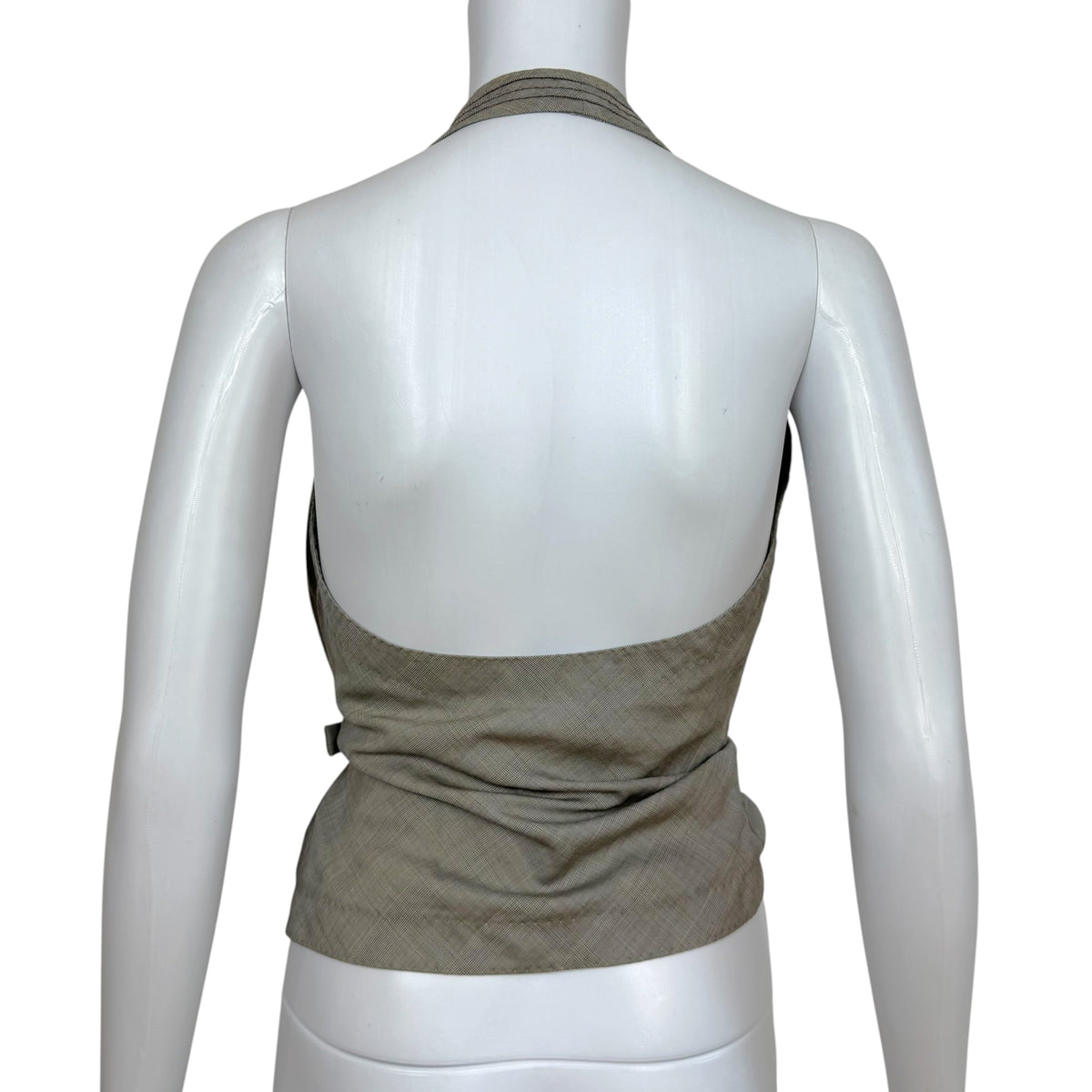 Louis Vuitton Gray Wool Plaid Backless Halter Vest Top