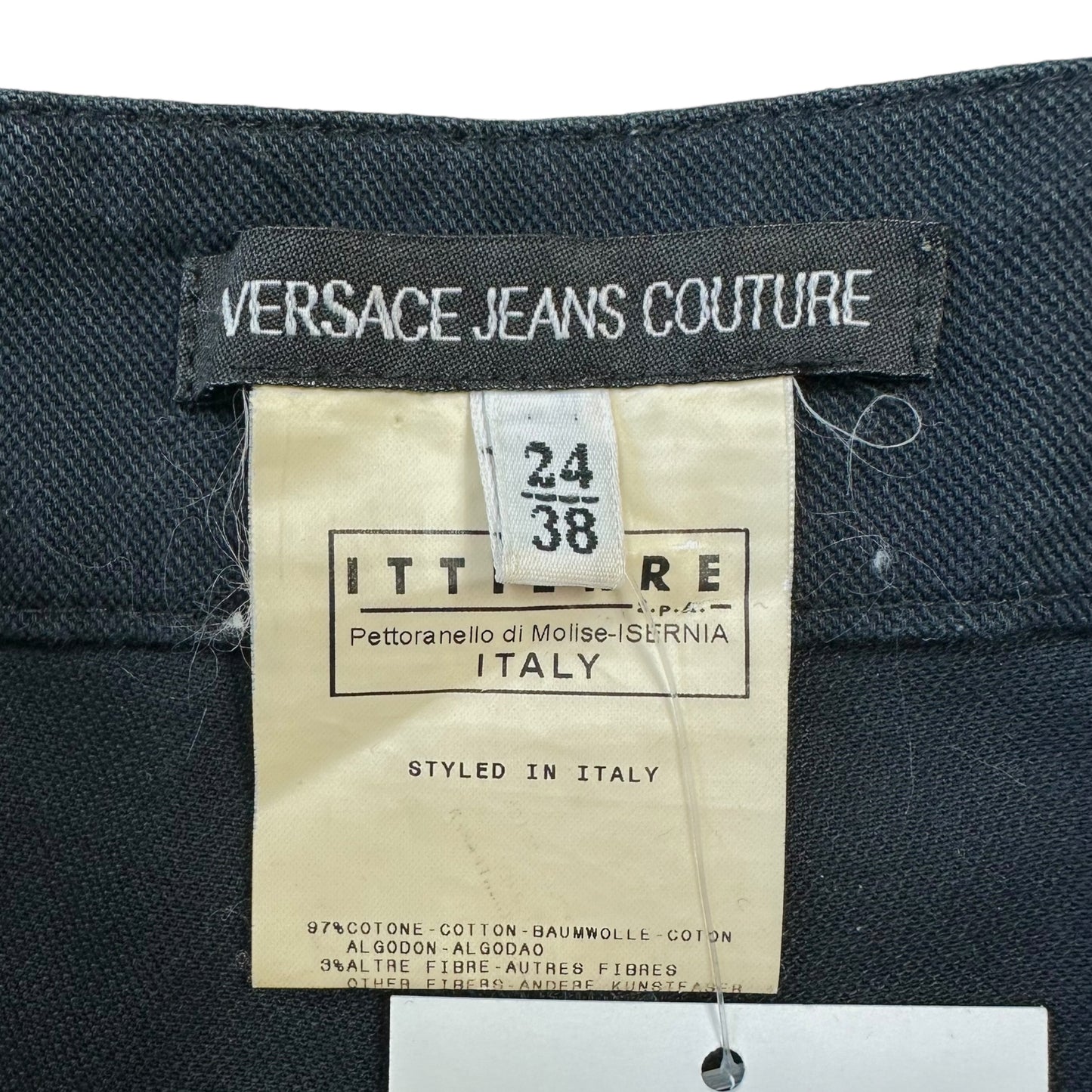 Versace Black Lace Up Back Low Rise Pants