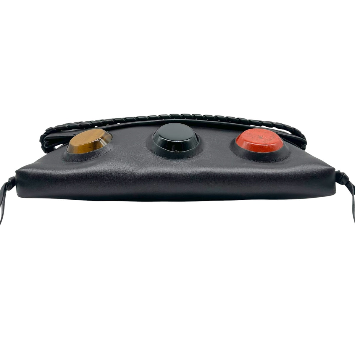 Chloe Black Leather Stone Embellished Clutch Bag